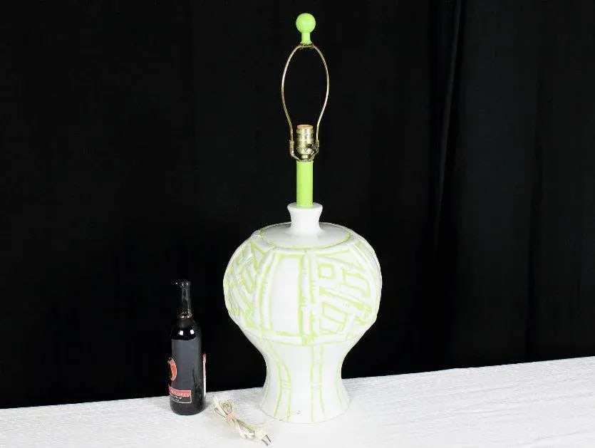 1970s Faux Bamboo Pottery Table Lamp - 2