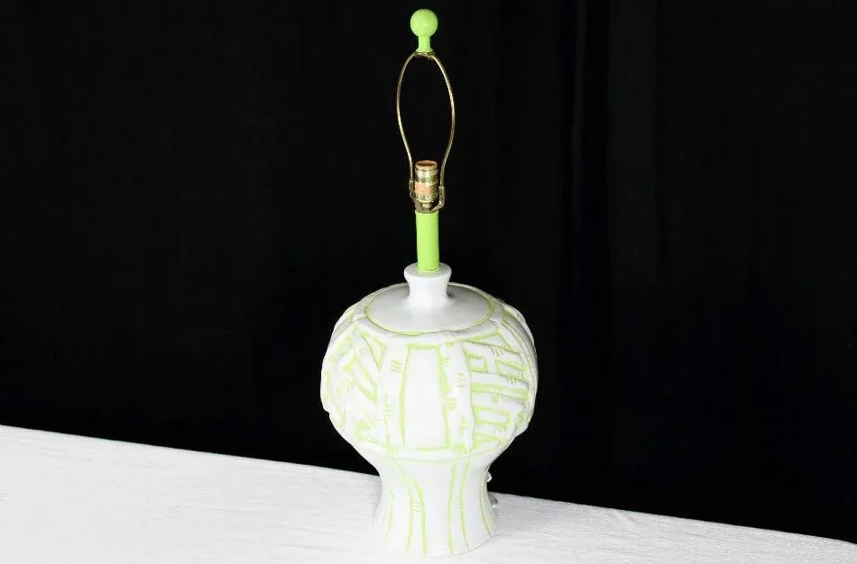 1970s Faux Bamboo Pottery Table Lamp - 4