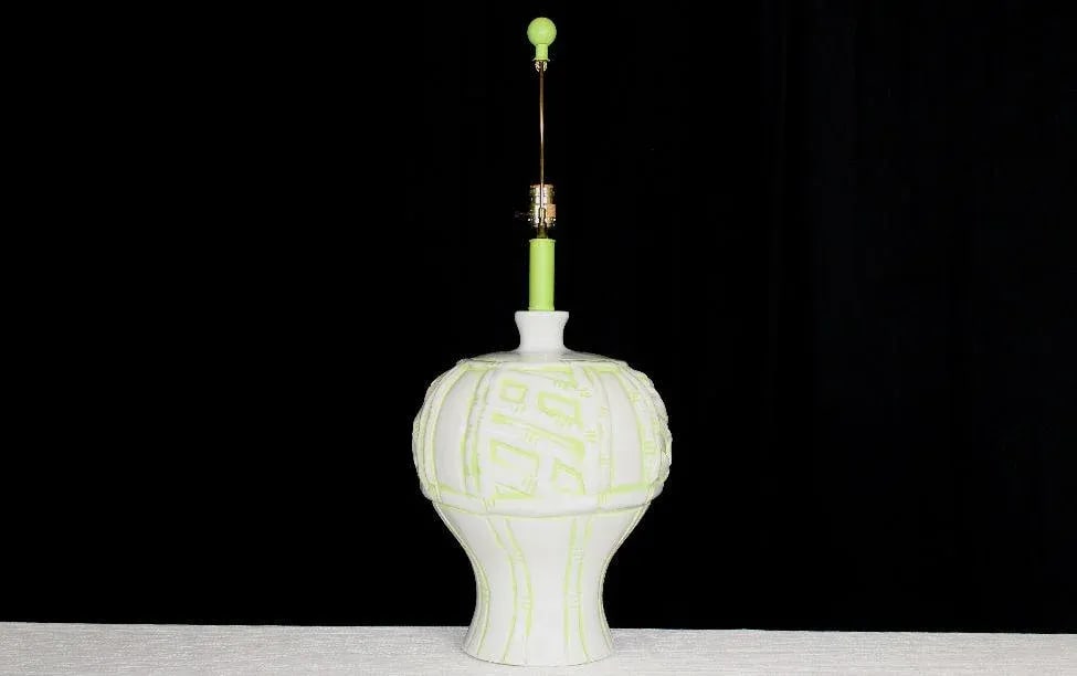 1970s Faux Bamboo Pottery Table Lamp - 7