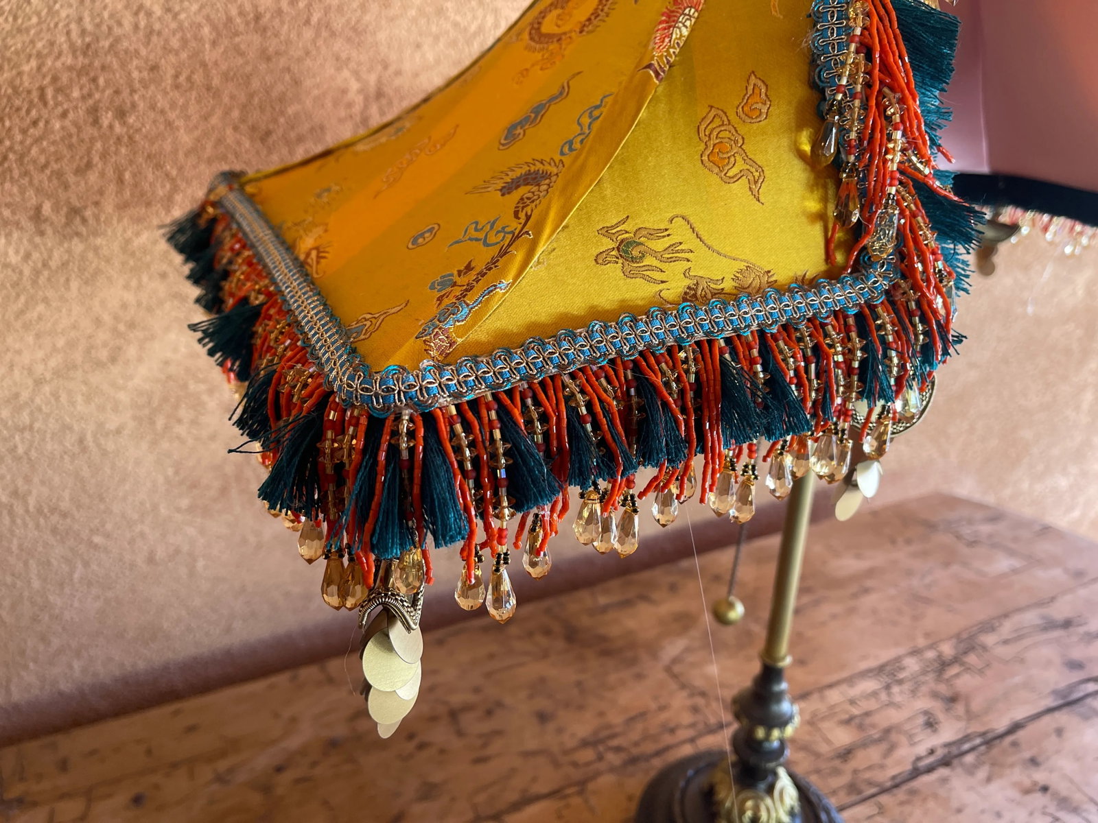 Large Single Penny Long Couture Eiffel Tower Lamp Shade - 4