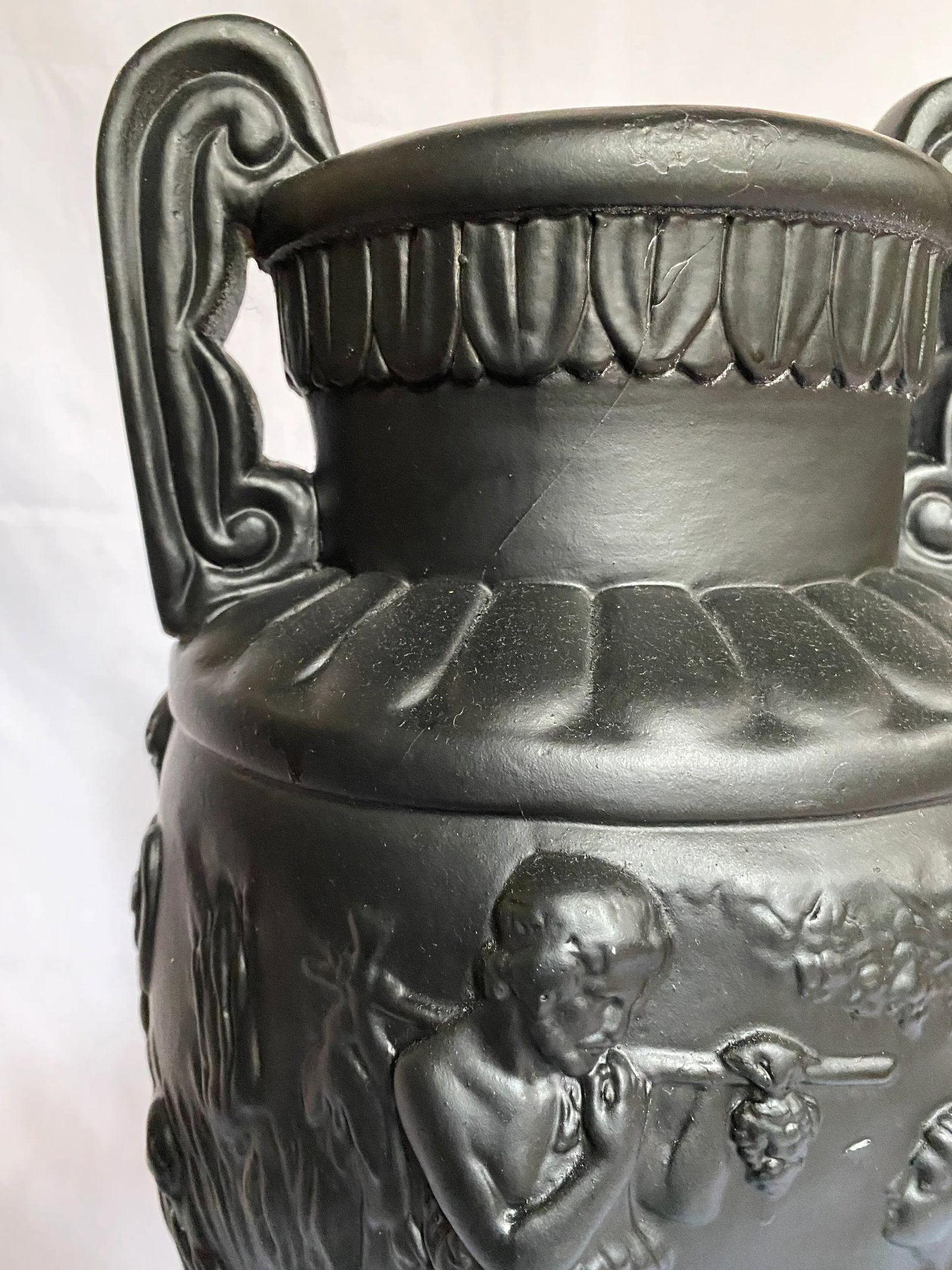 Large Mid Century Neoclassical Plaster Figural Urn - 11