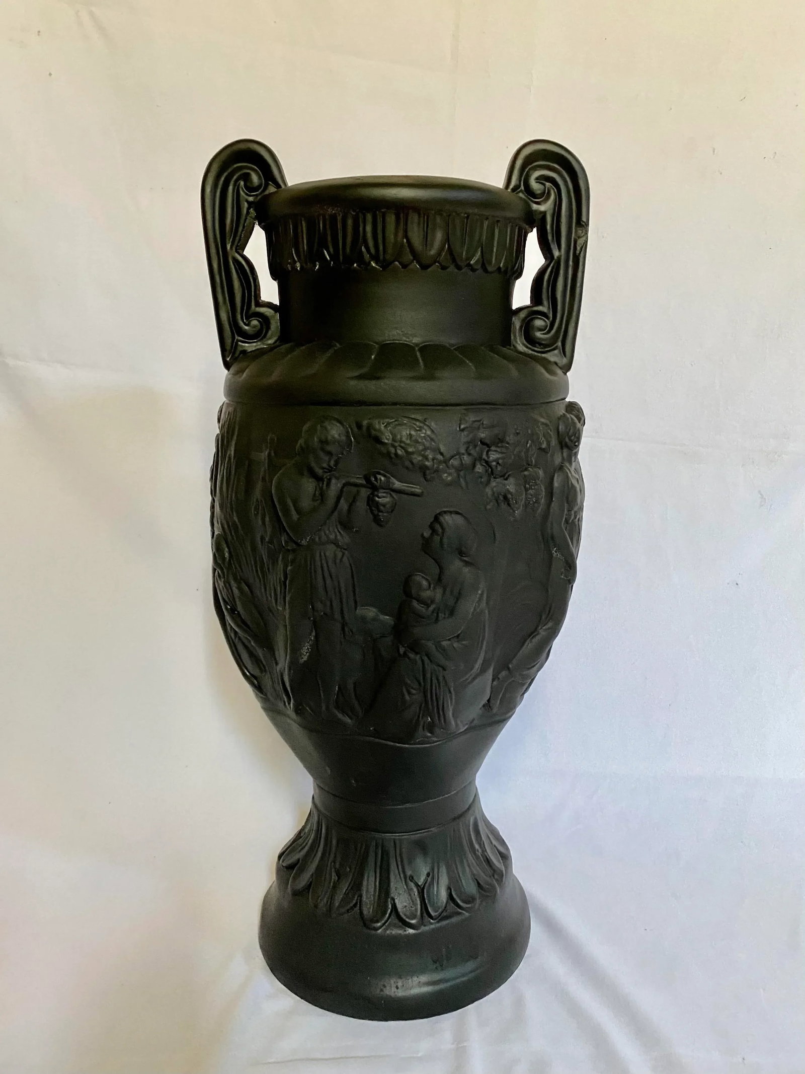 Large Mid Century Neoclassical Plaster Figural Urn - 13