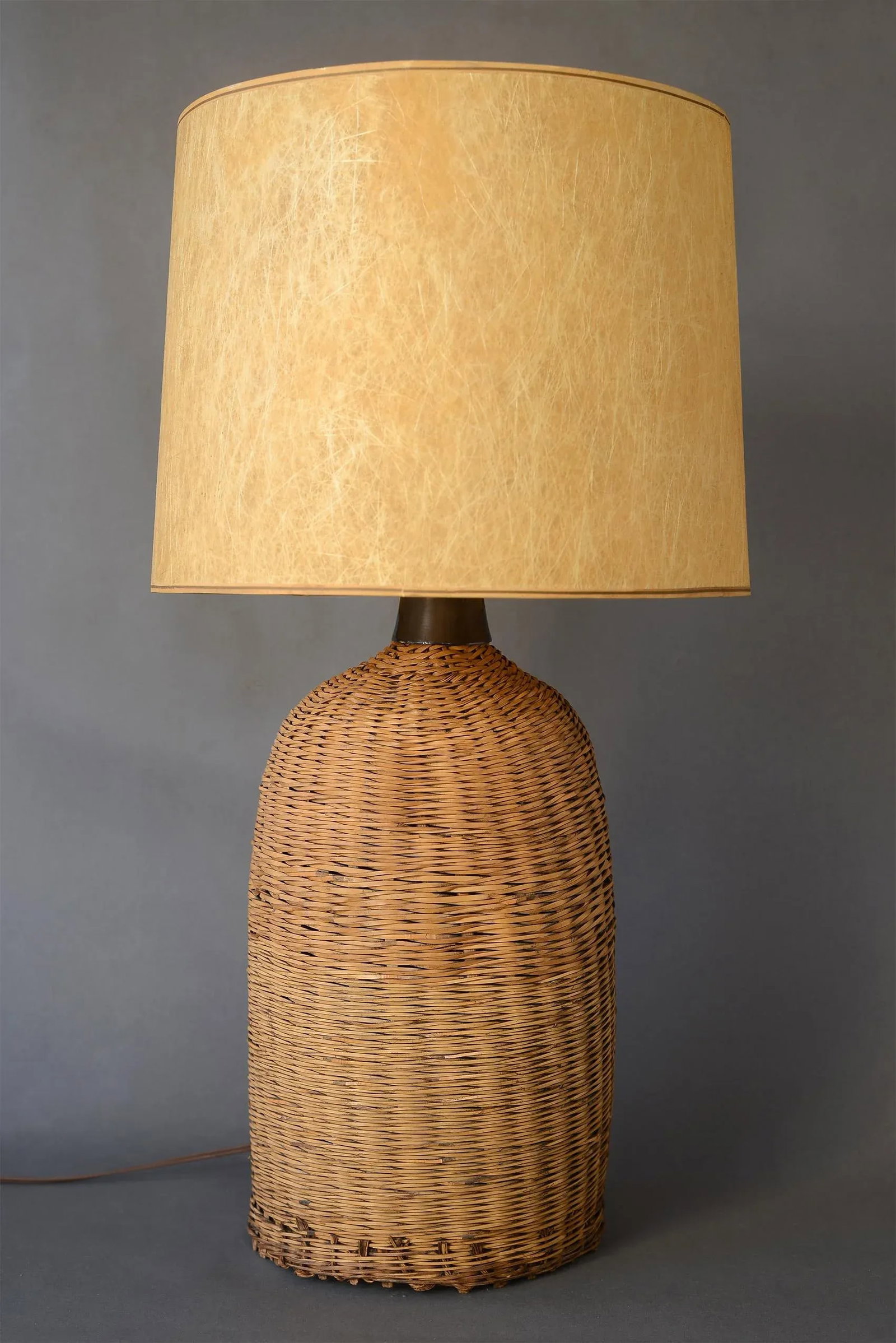 1970s Vintage Modern Boho Wicker Table Lamp - 2