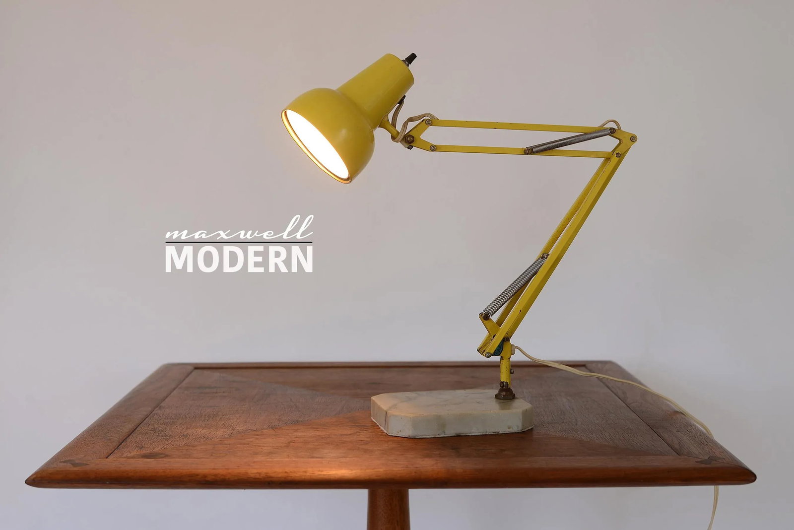 Vintage Yellow Luxo Articulating Desk Lamp With Carrara Marble Base - 2