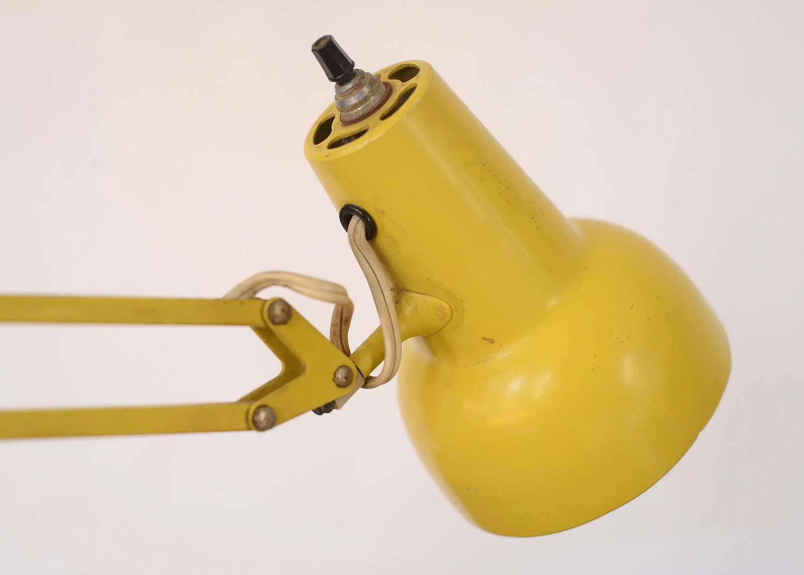 Vintage Yellow Luxo Articulating Desk Lamp With Carrara Marble Base - 6