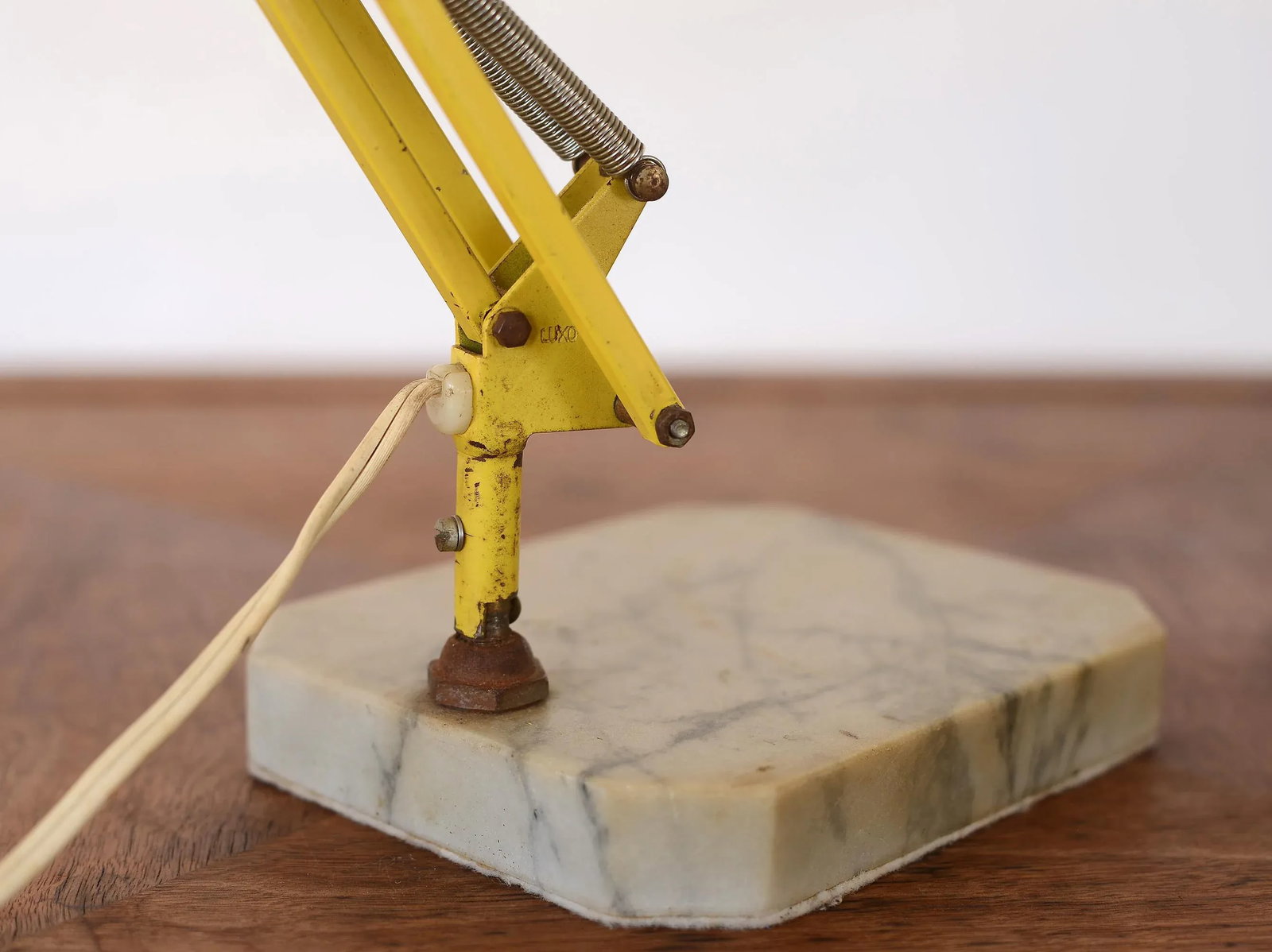 Vintage Yellow Luxo Articulating Desk Lamp With Carrara Marble Base - 8