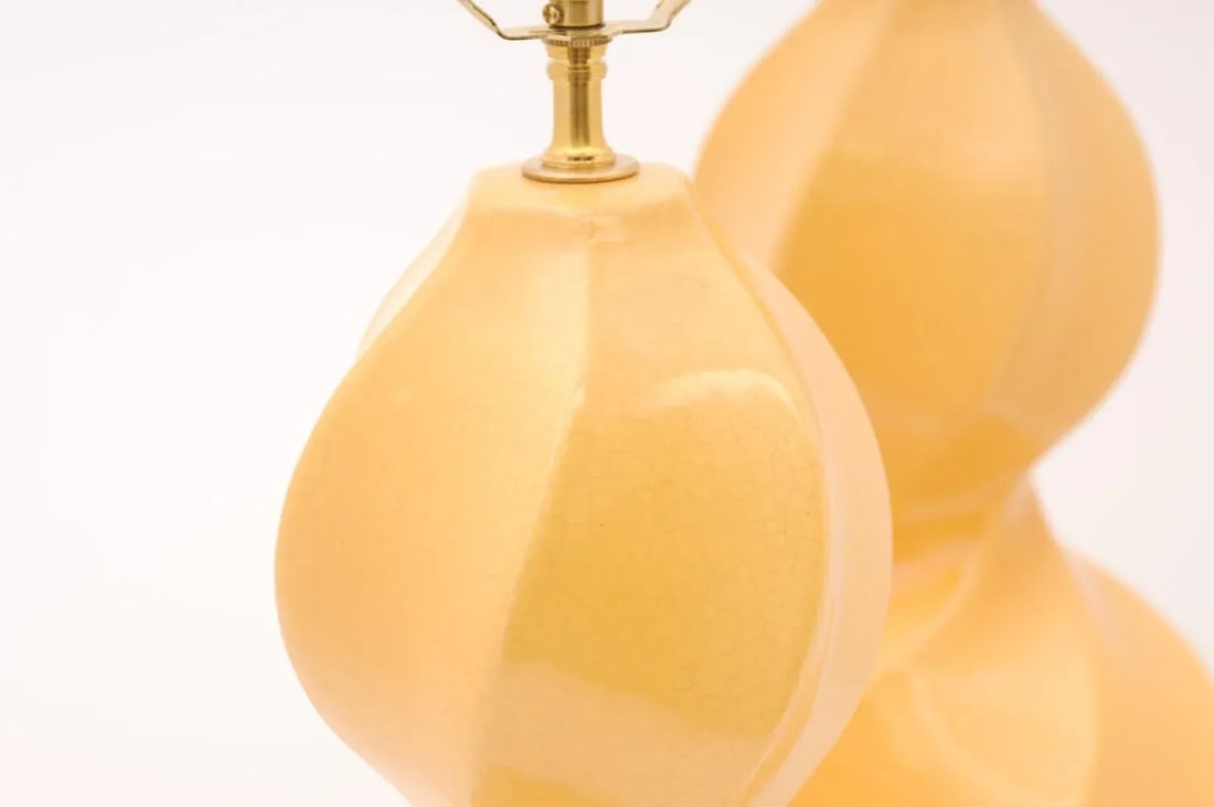 Beautiful Yellow Crackle Ceramic Double Gourds, Circa 1970s - 8