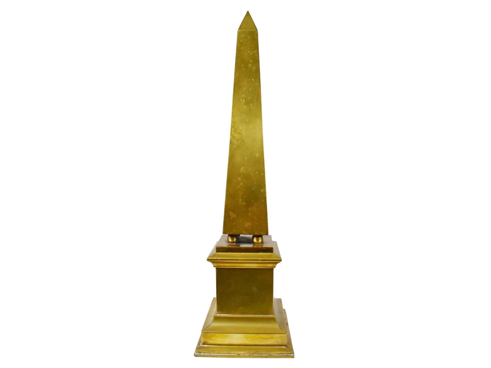 Vintage Hollywood Regency Modern Tall Brass Obelisk - 2