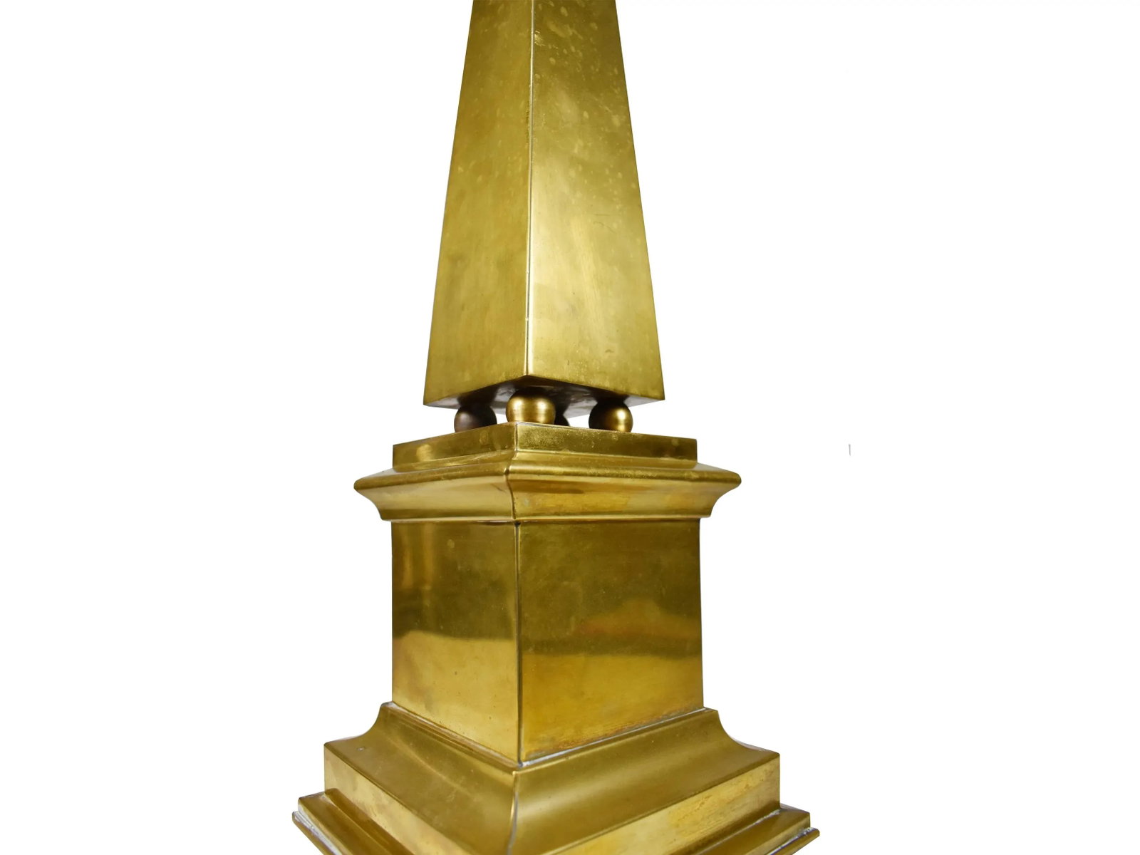 Vintage Hollywood Regency Modern Tall Brass Obelisk - 5