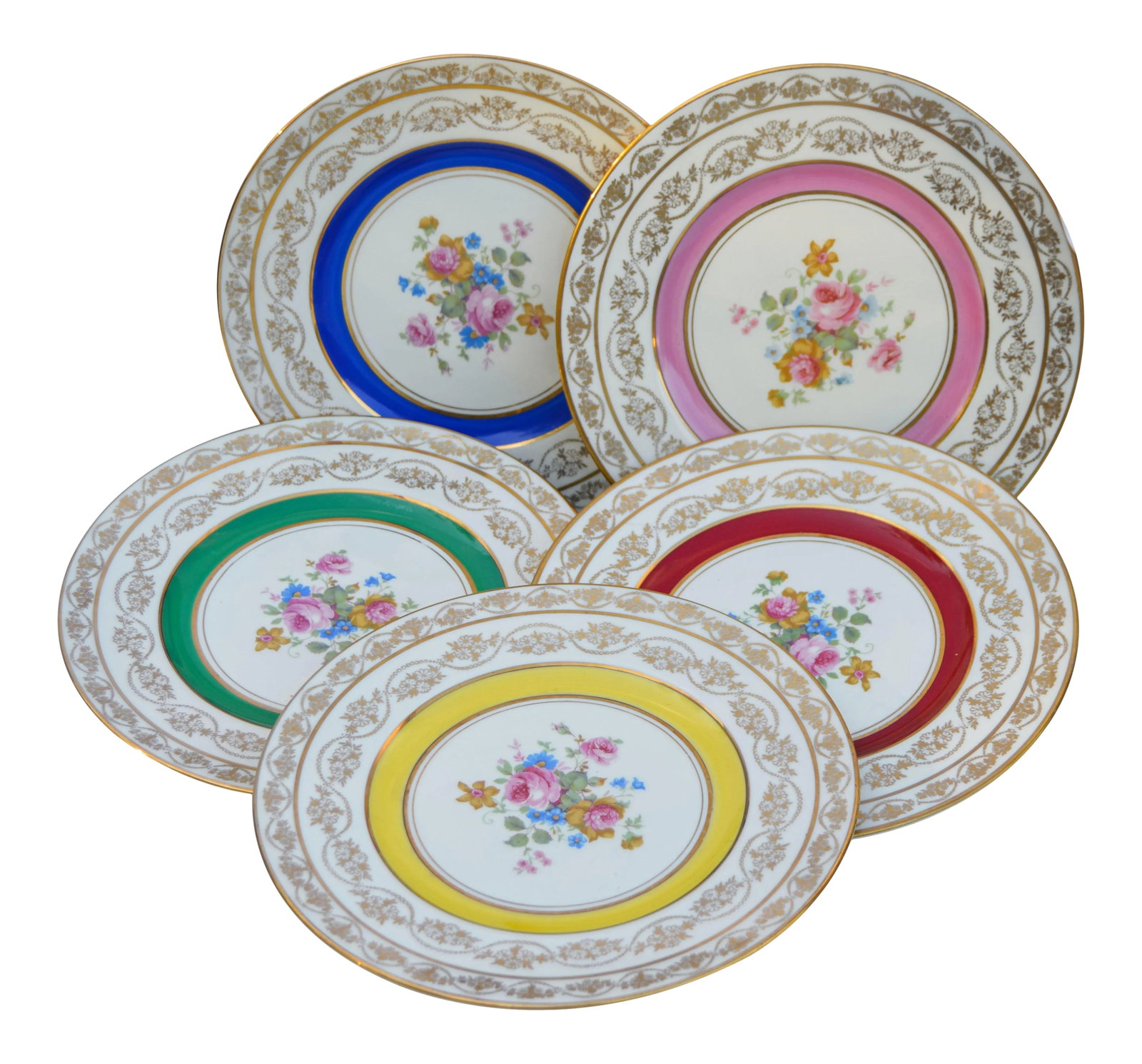 Vintage Colorful Porcelain Plates- Set of 5 (1 of 8)
