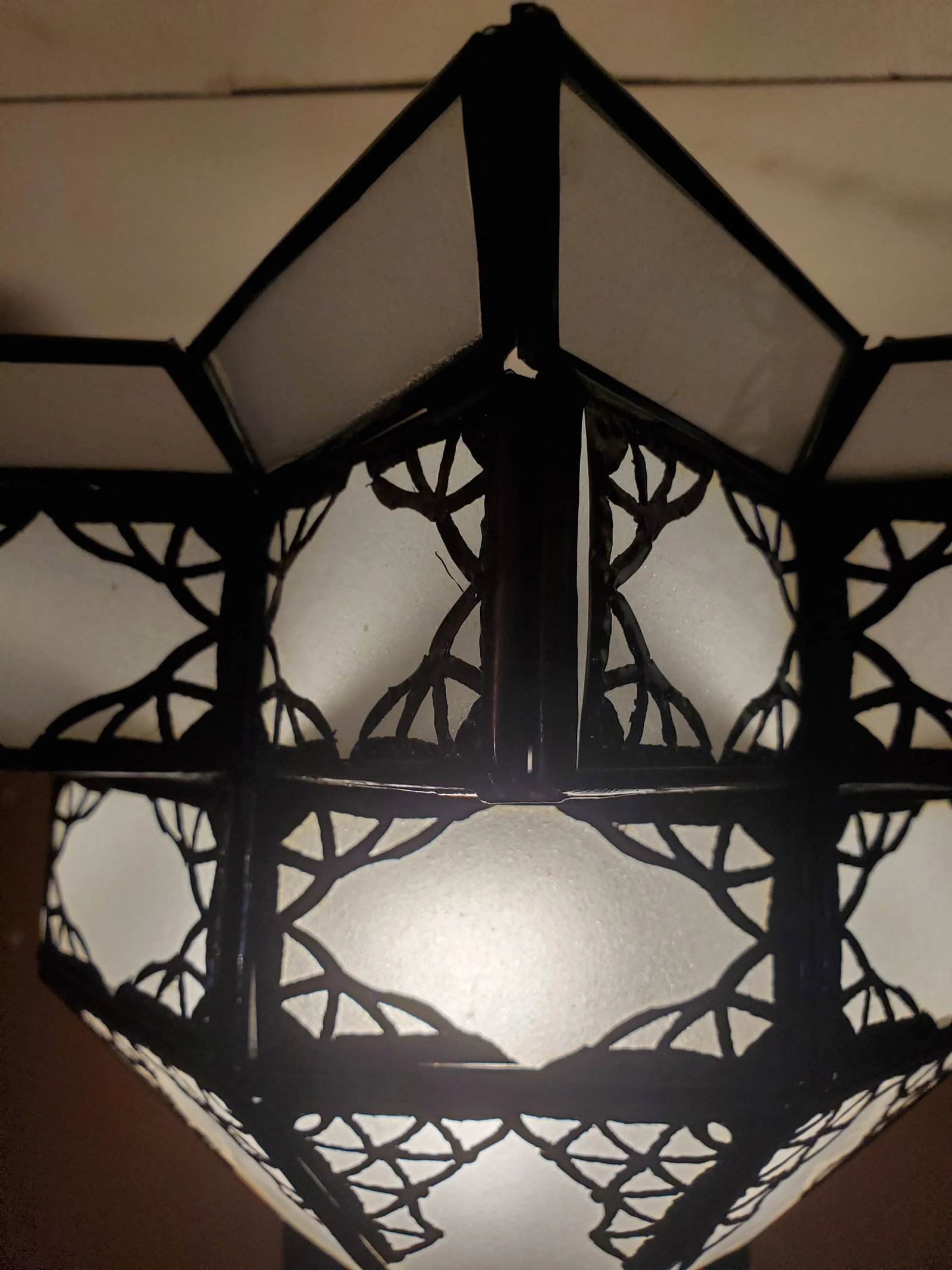 Moroccan Nejma Style White Glass Lantern - 2
