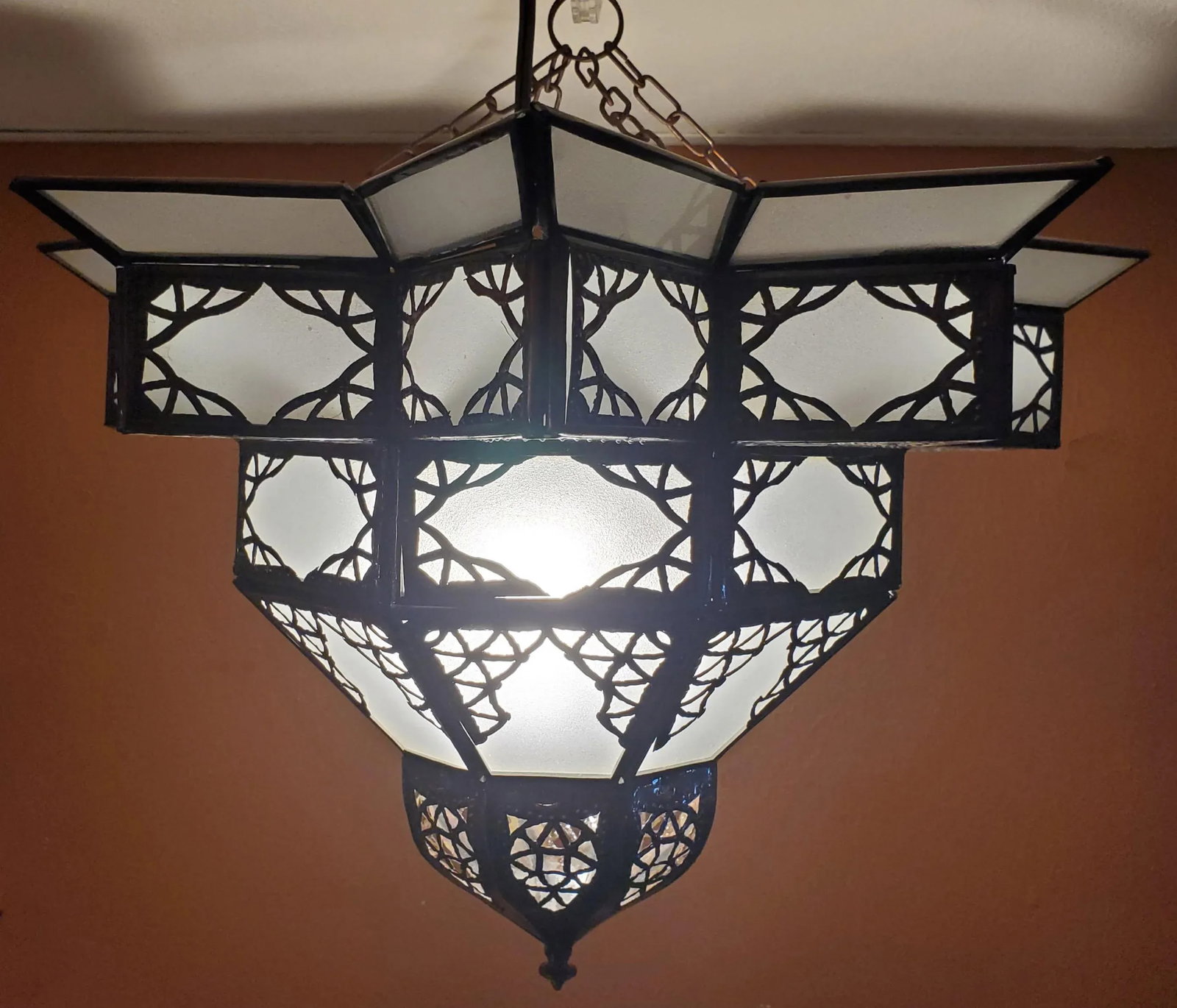 Moroccan Nejma Style White Glass Lantern - 3