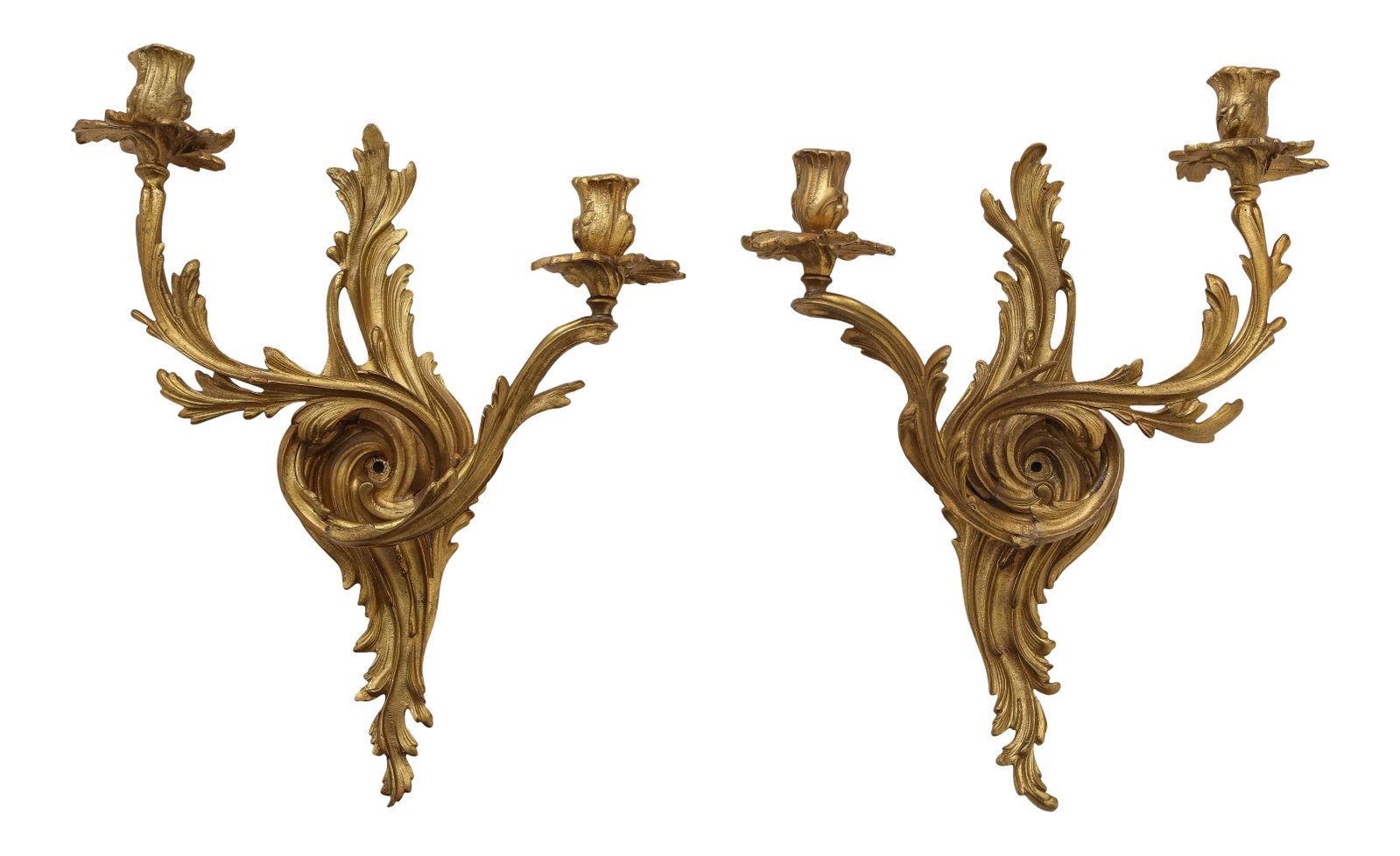 Louis XV Style Gilt Bronze Wall Lights - a Pair (1 of 8)