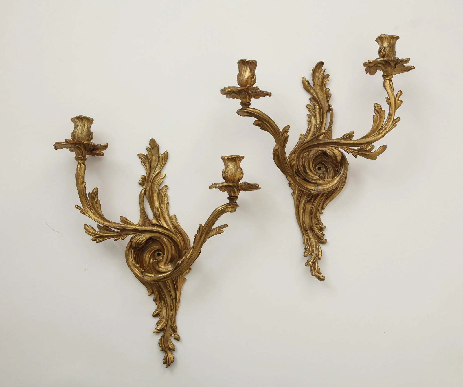 Louis XV Style Gilt Bronze Wall Lights - a Pair - 2