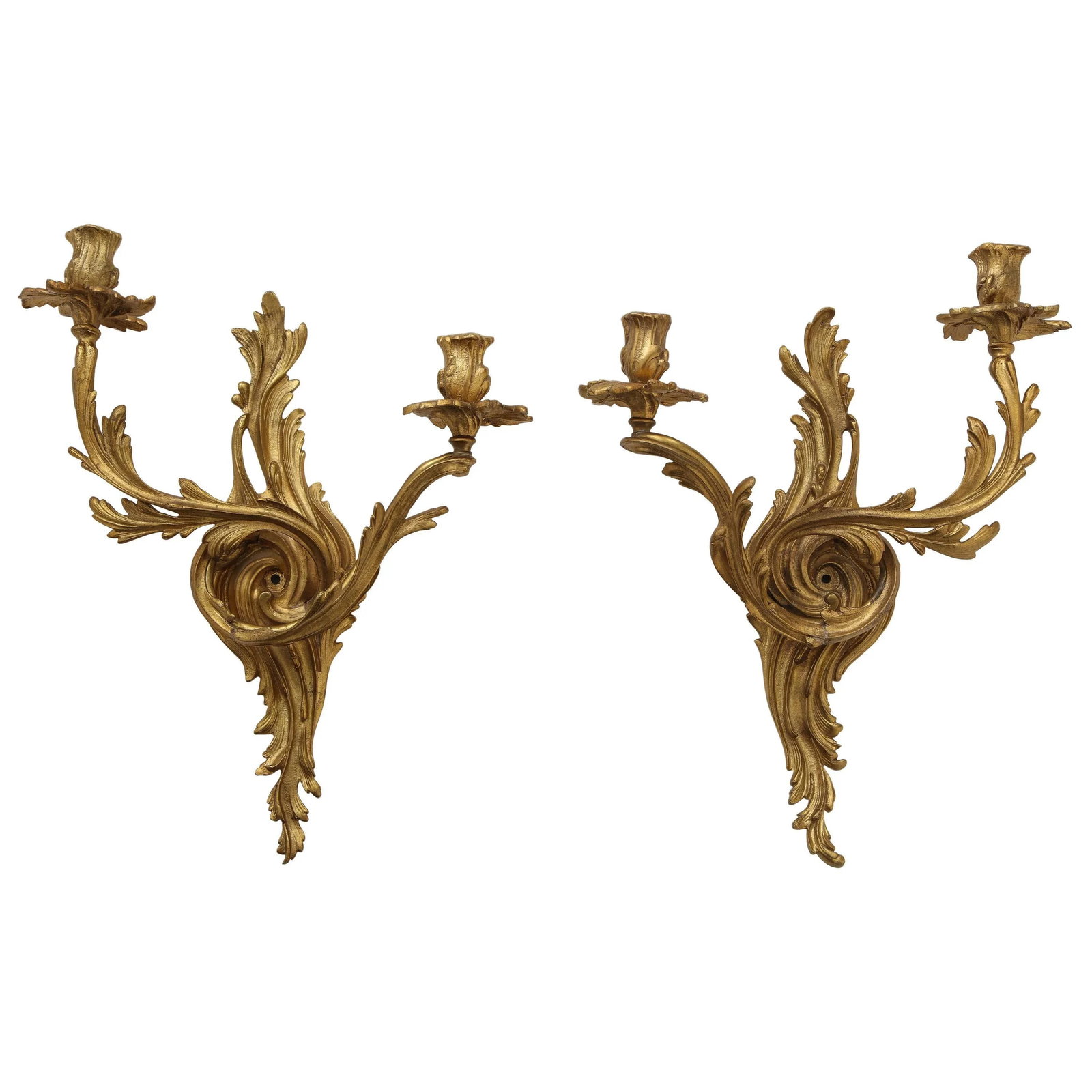 Louis XV Style Gilt Bronze Wall Lights - a Pair - 8