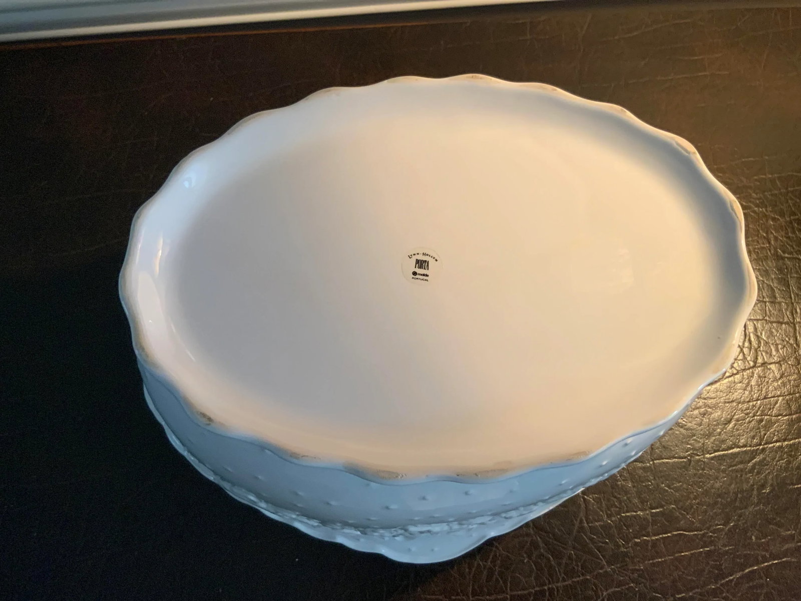 Vintage 1970s White Portuguese Floral & Ribbon Cachepot by Lynn Hollyn Porta - 7