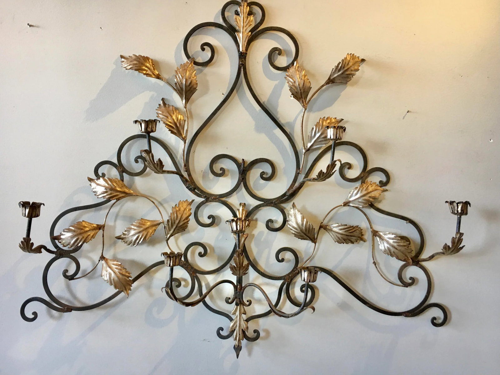 45" Italian Metal Wall Candelabra Sculpture - 2