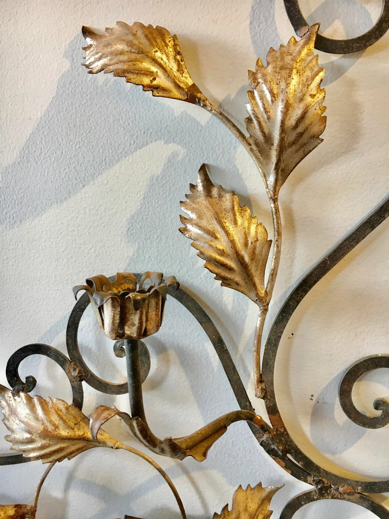 45" Italian Metal Wall Candelabra Sculpture - 4
