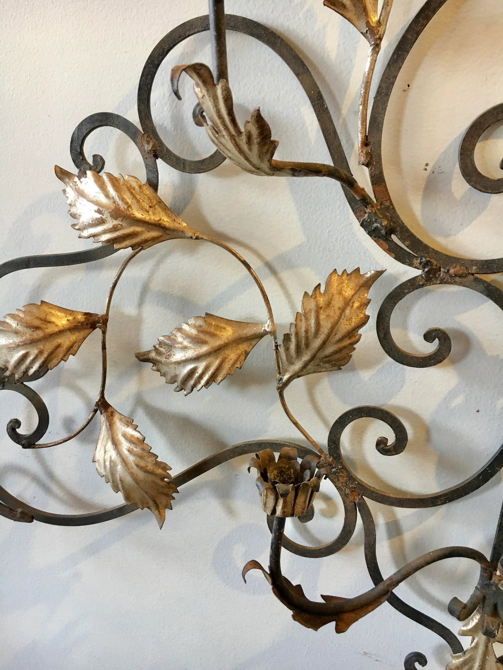 45" Italian Metal Wall Candelabra Sculpture - 5