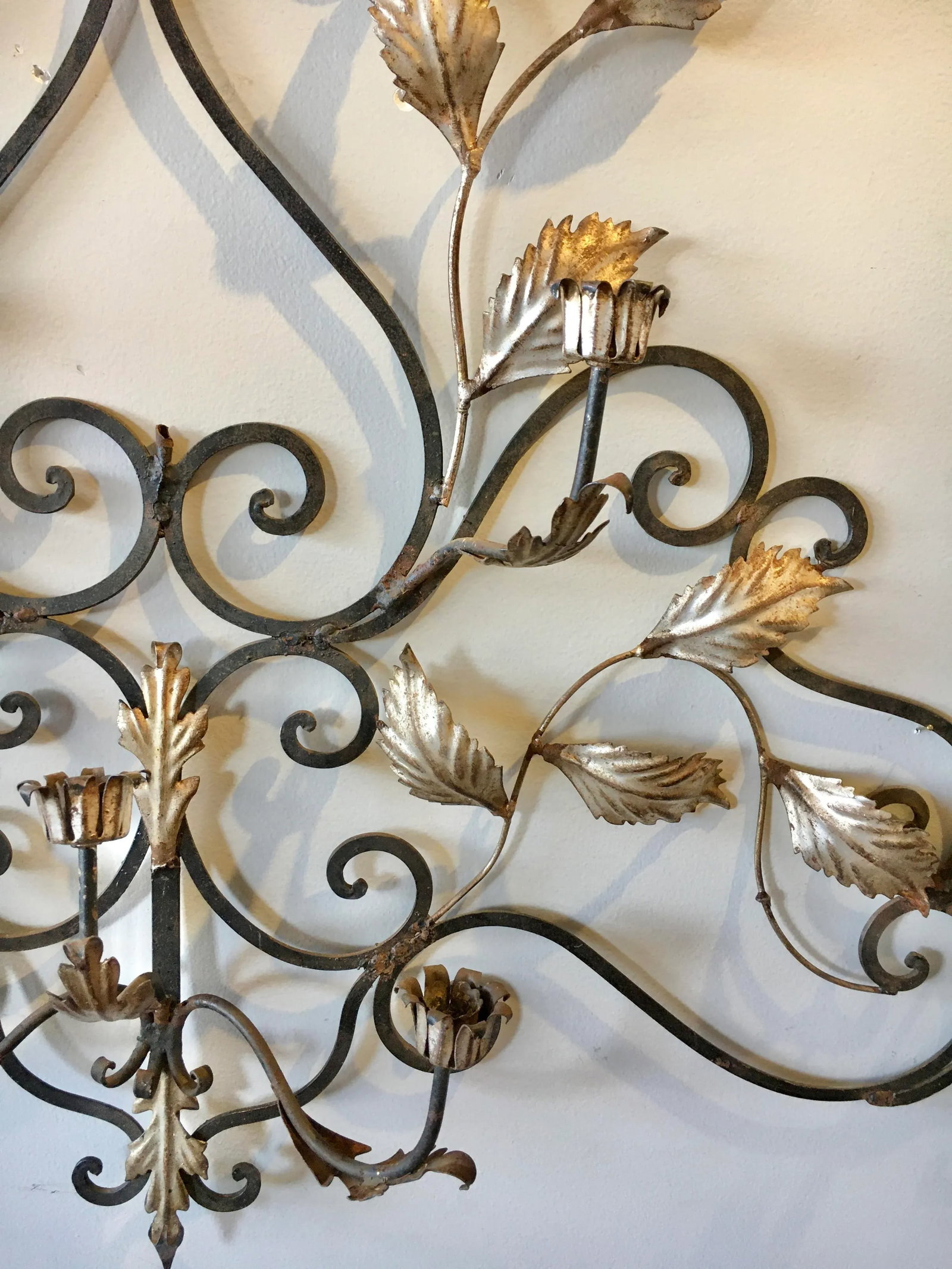 45" Italian Metal Wall Candelabra Sculpture - 6