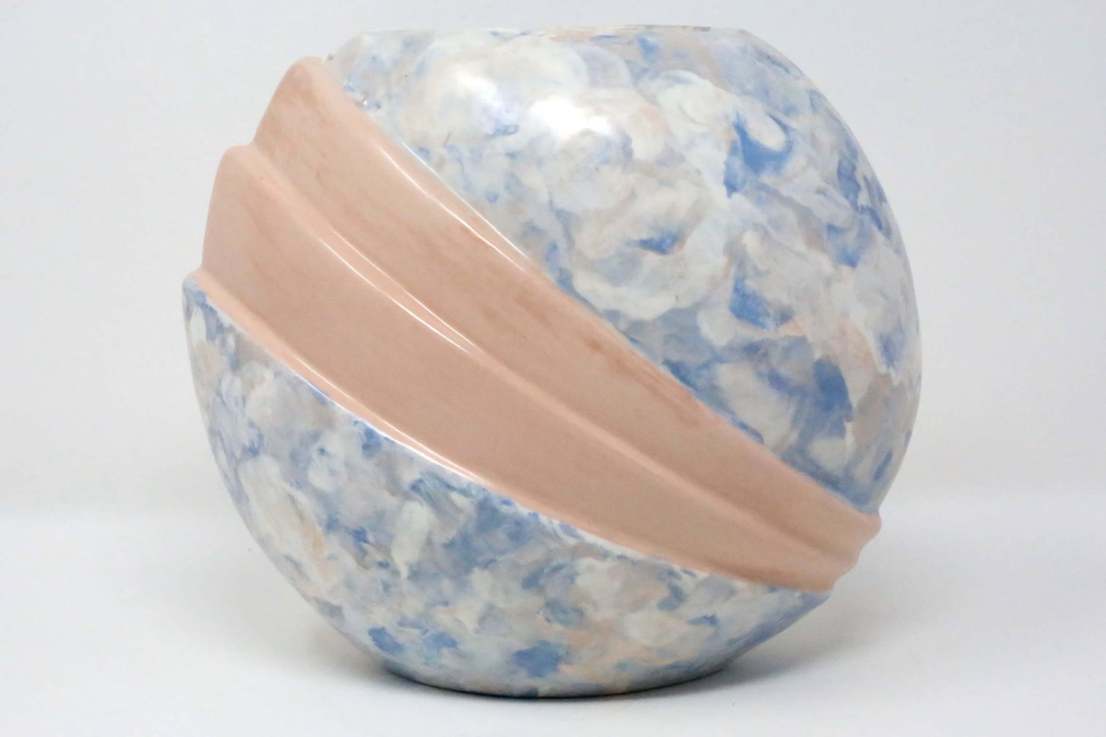 1960's Mid-Century Pink Blue and White Art Deco Ceramic Vase - 2
