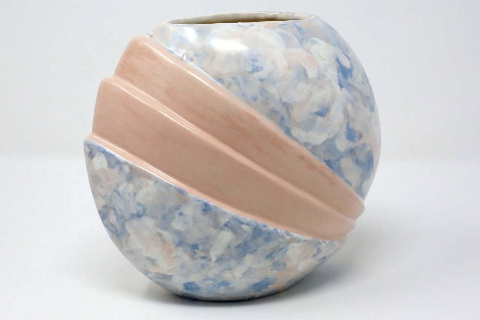 1960's Mid-Century Pink Blue and White Art Deco Ceramic Vase - 9