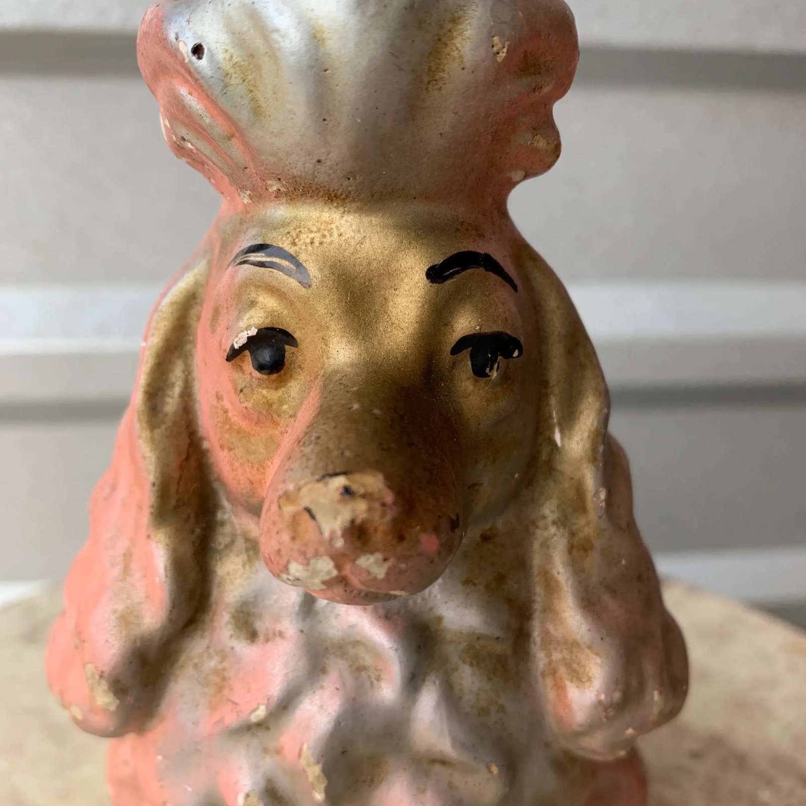 Mid-Century Pink Chalkware Dog Coin Bank - 2