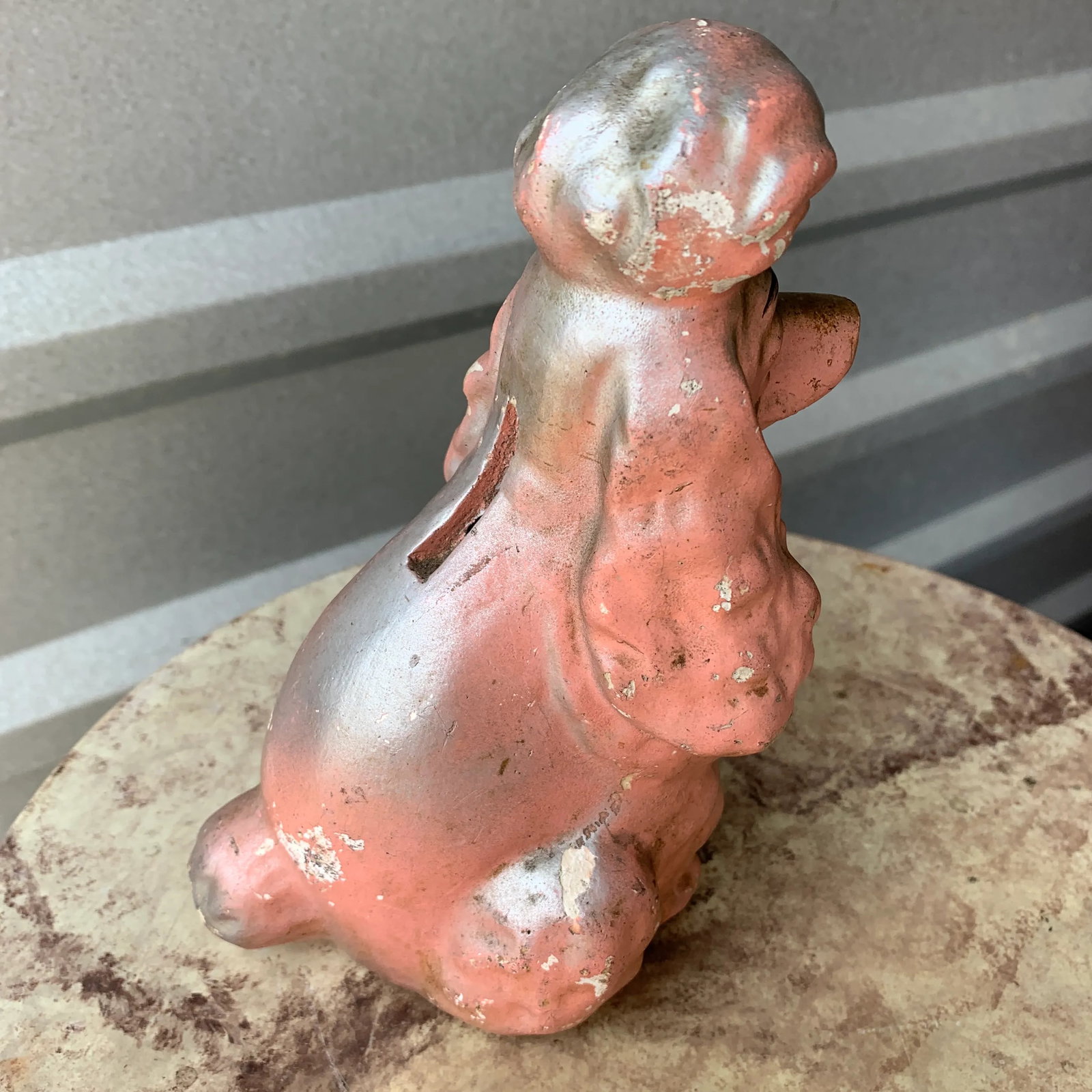 Mid-Century Pink Chalkware Dog Coin Bank - 4
