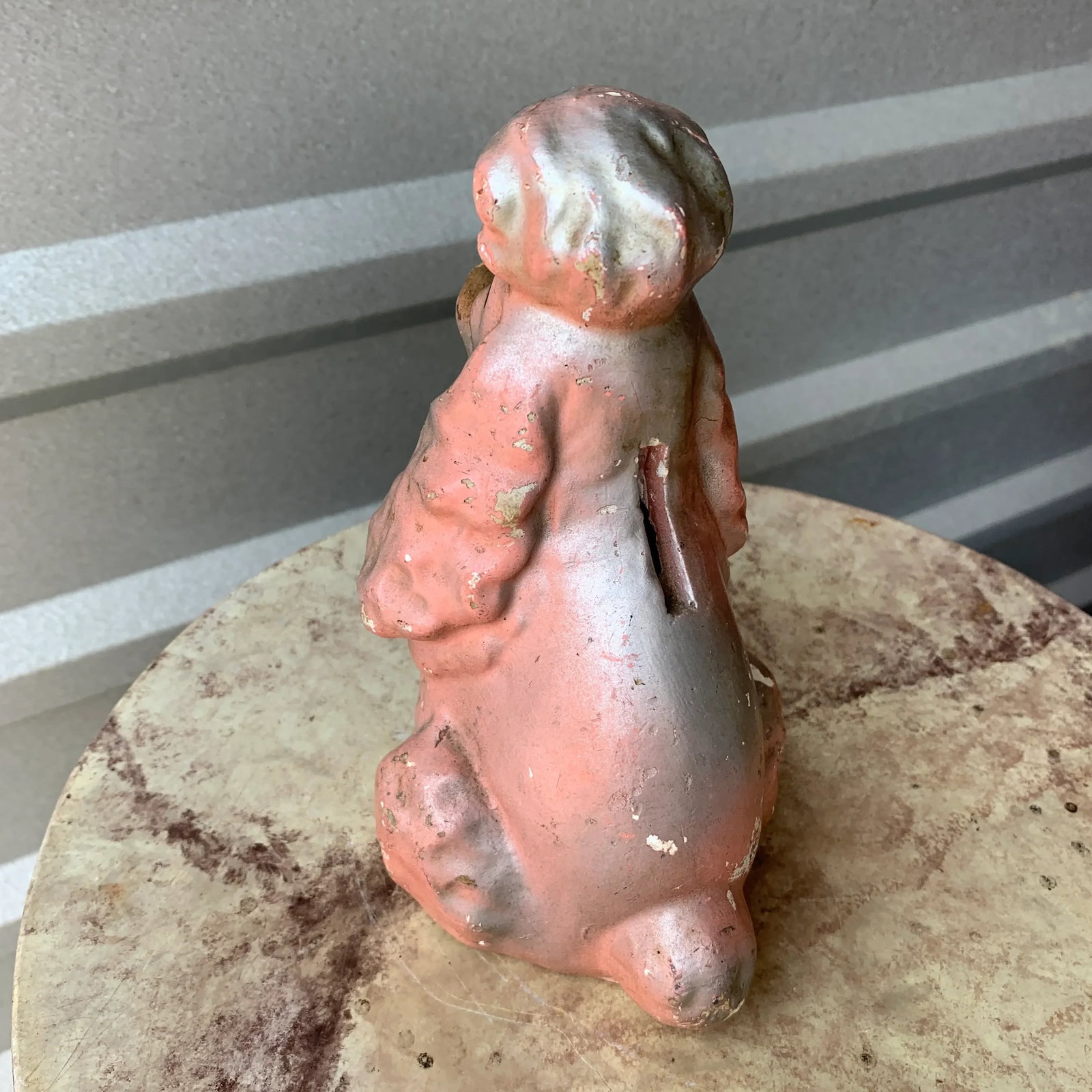 Mid-Century Pink Chalkware Dog Coin Bank - 5