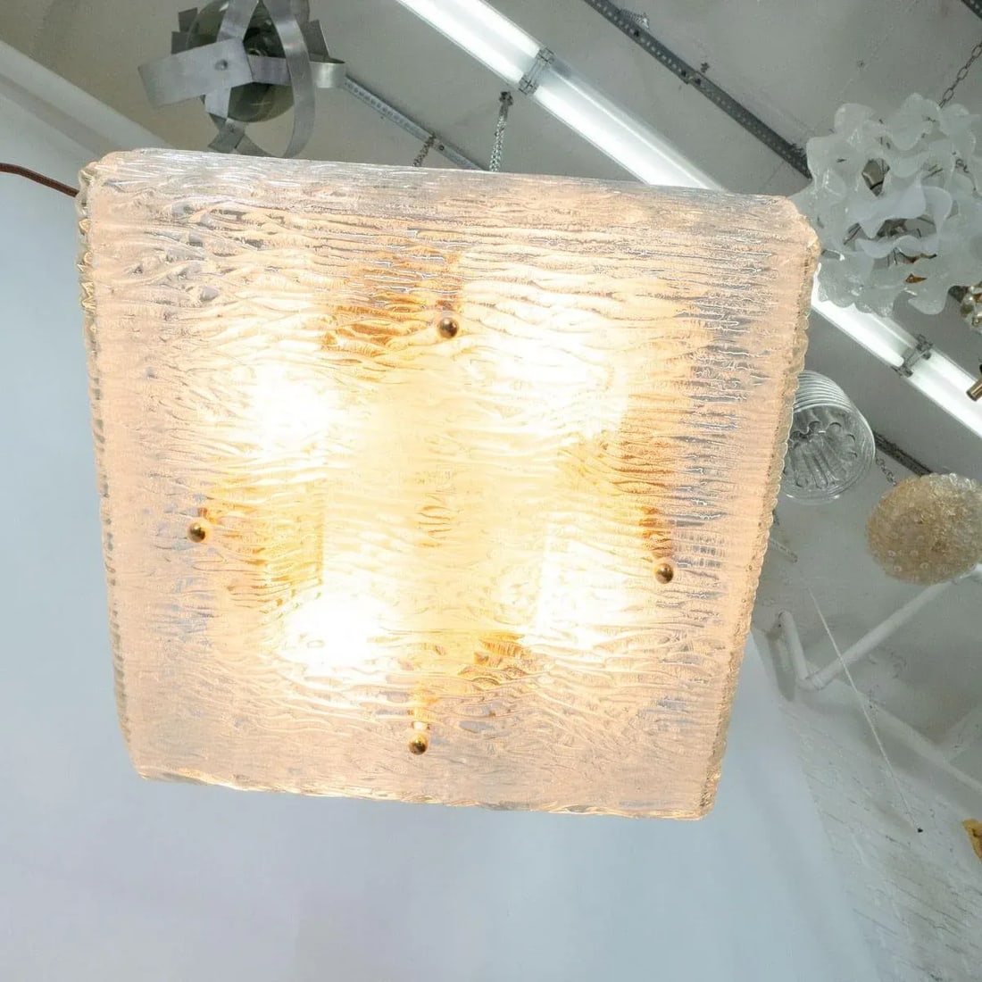 Square Molded Glass Flush Mount - 9