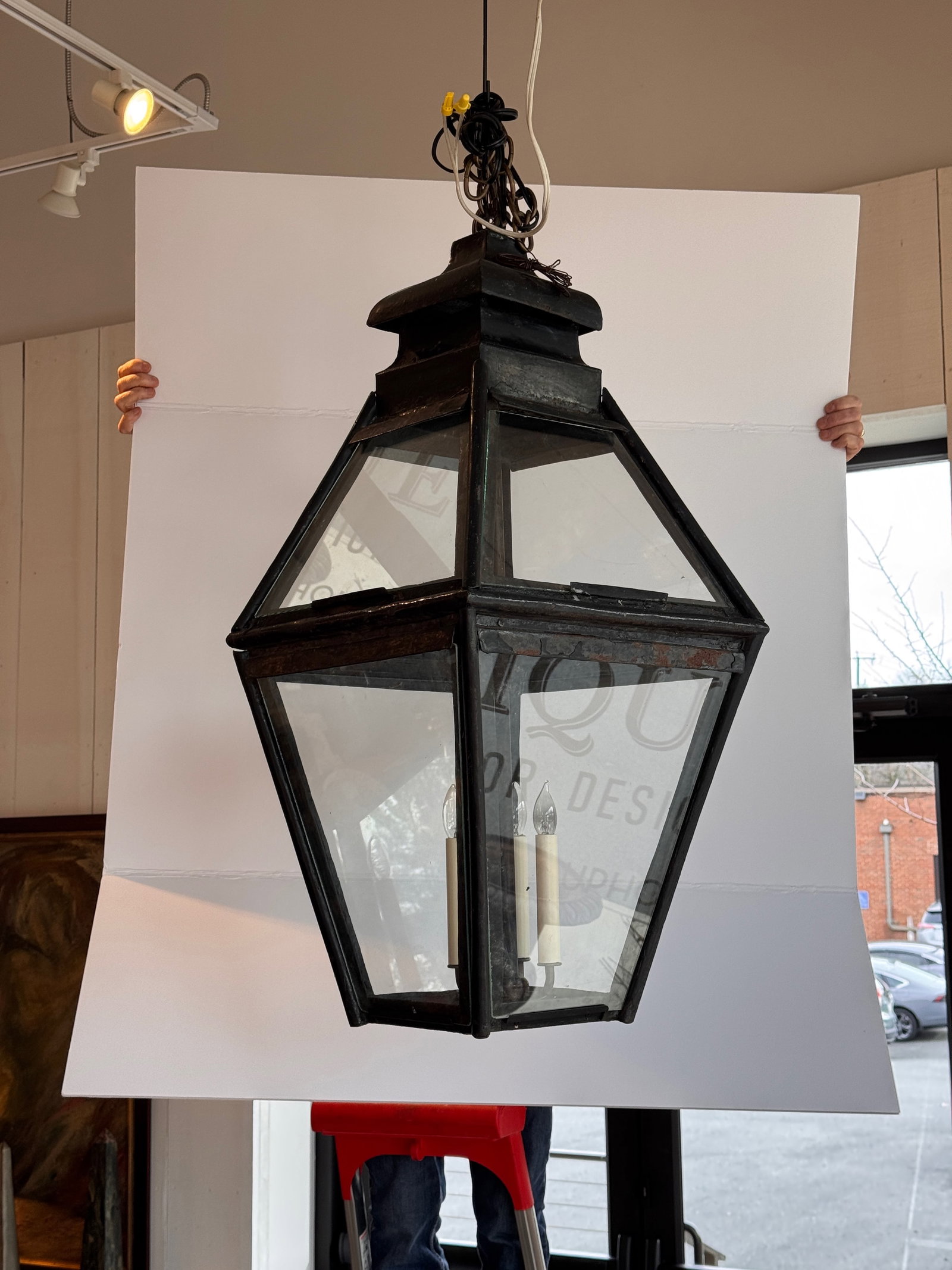 Antique Converted Hanging Lantern - 2