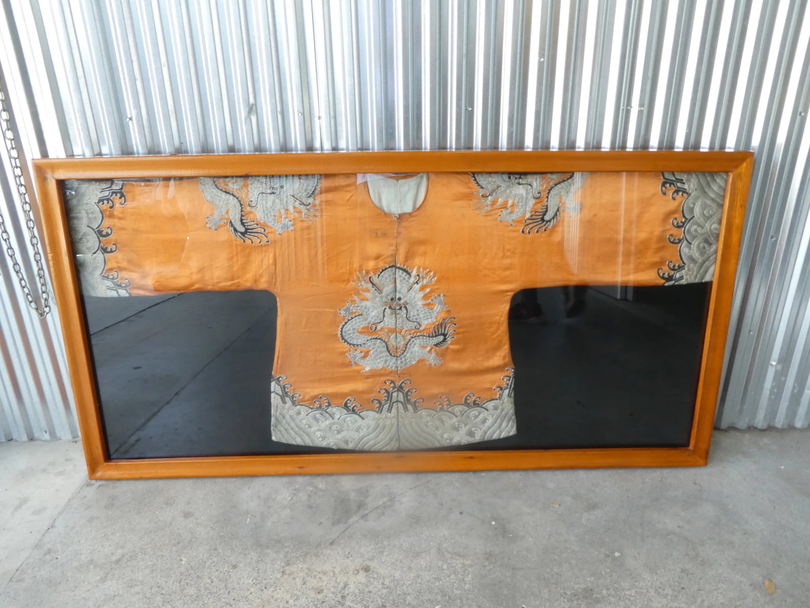 Antique Chinese Robe in Frame With Chinese Antique Seal - 12
