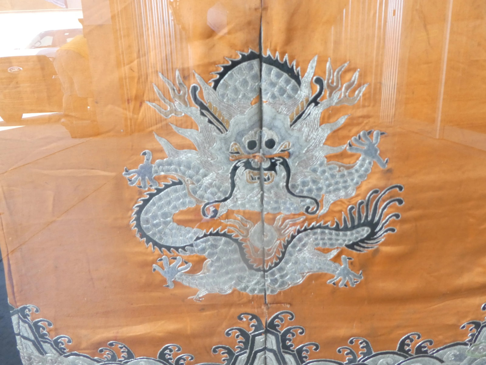 Antique Chinese Robe in Frame With Chinese Antique Seal - 5