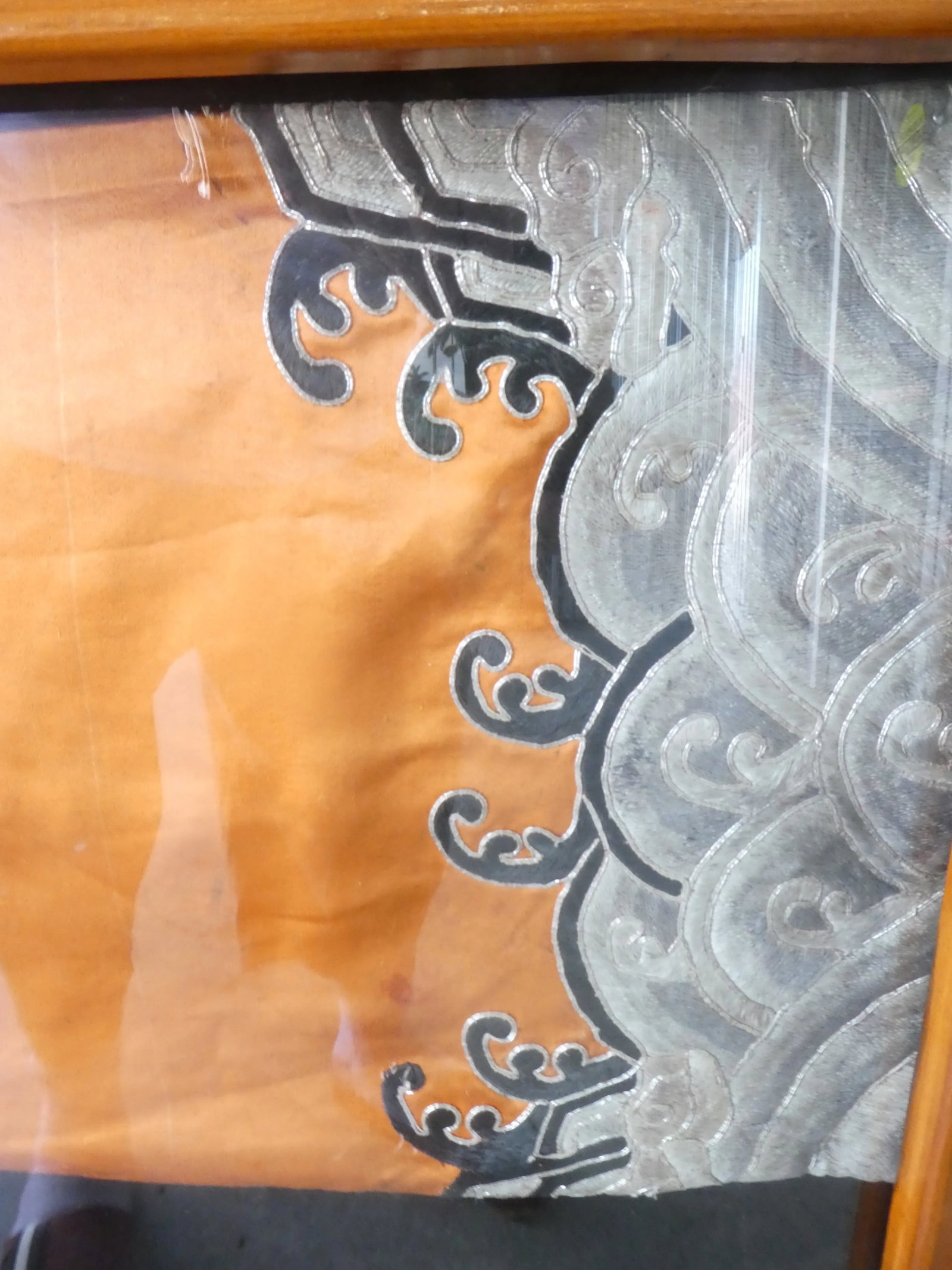 Antique Chinese Robe in Frame With Chinese Antique Seal - 7