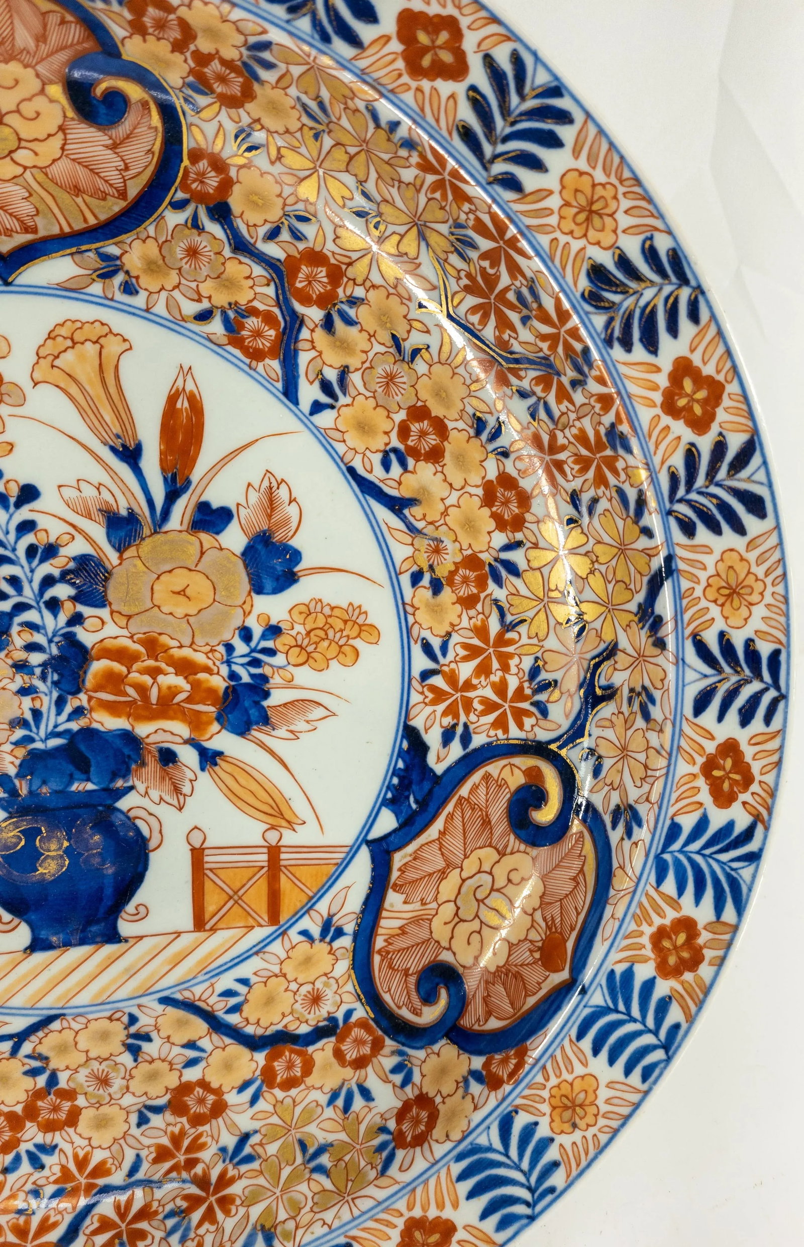 19th Century Japanese Imari Blue and Red Gilt Porelain Charger - 3