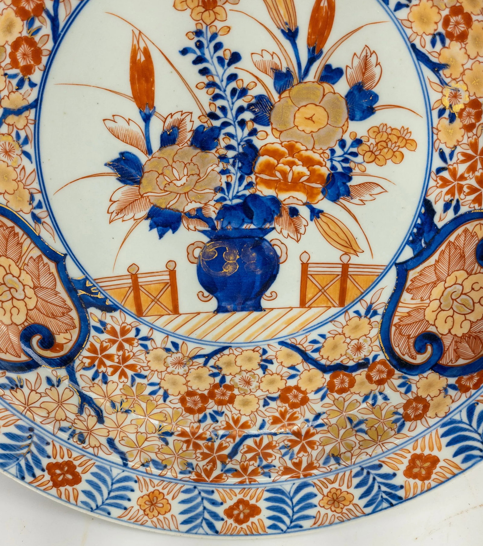 19th Century Japanese Imari Blue and Red Gilt Porelain Charger - 4
