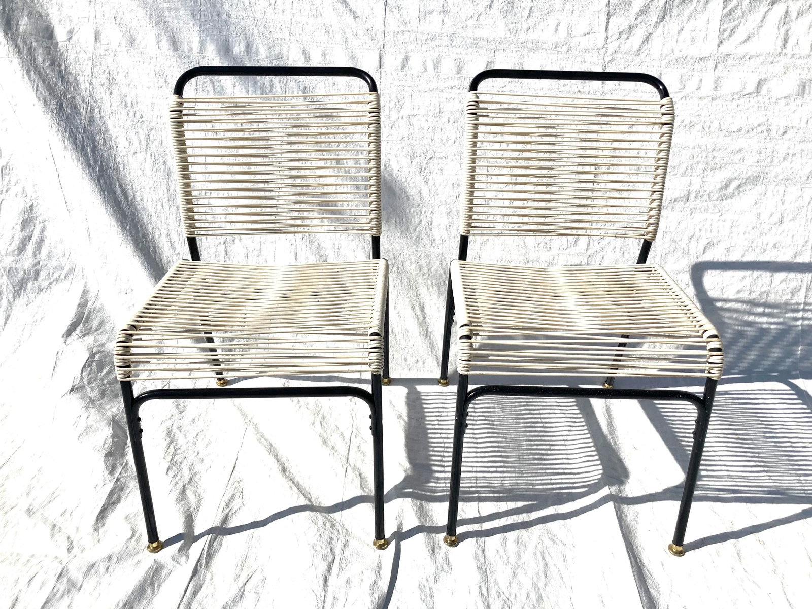Vintage Spaghetti Chairs in Black & Beige - A Pair - 2