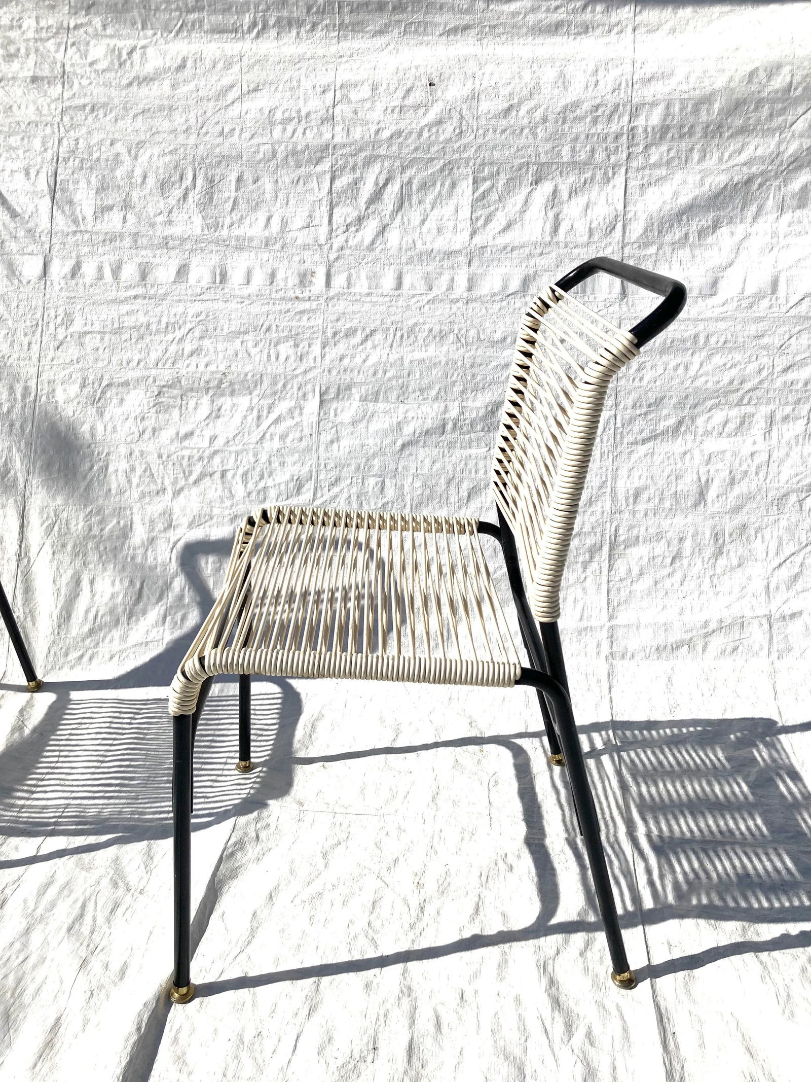 Vintage Spaghetti Chairs in Black & Beige - A Pair - 4