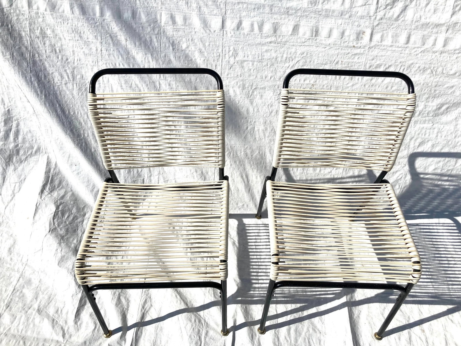 Vintage Spaghetti Chairs in Black & Beige - A Pair - 6