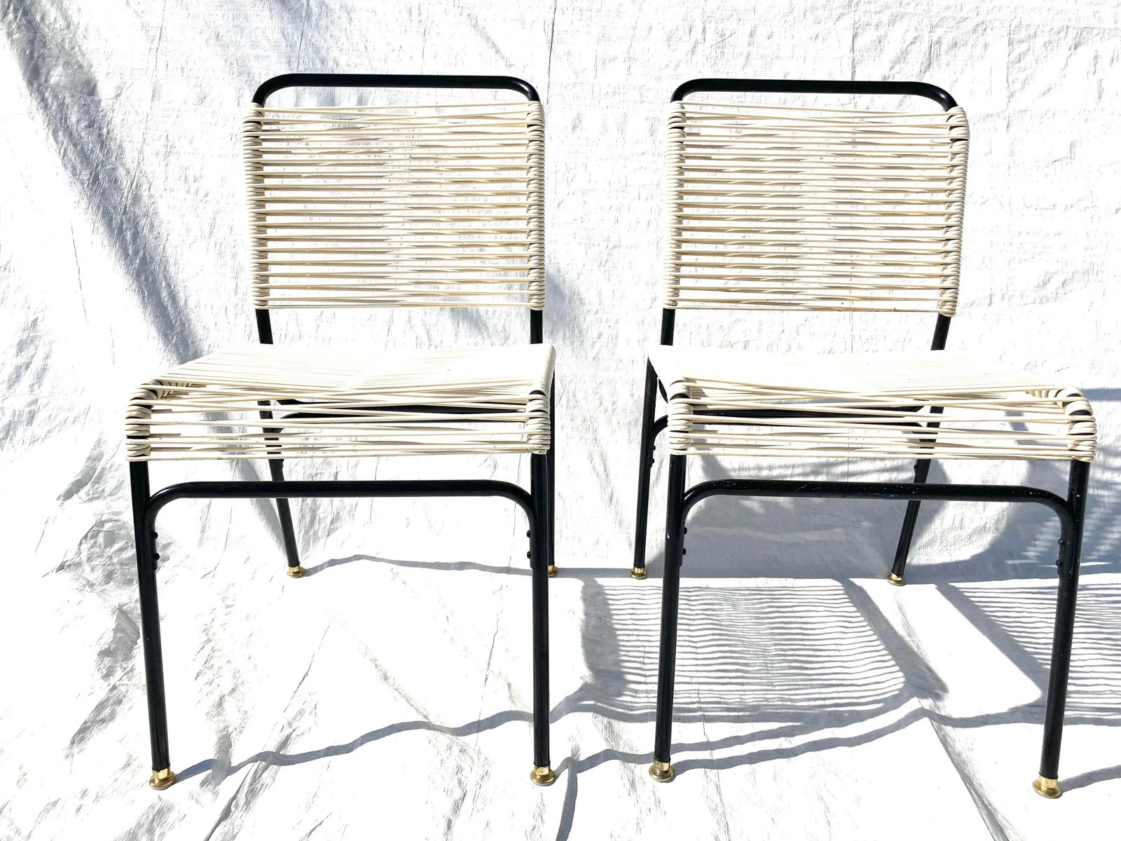 Vintage Spaghetti Chairs in Black & Beige - A Pair - 7