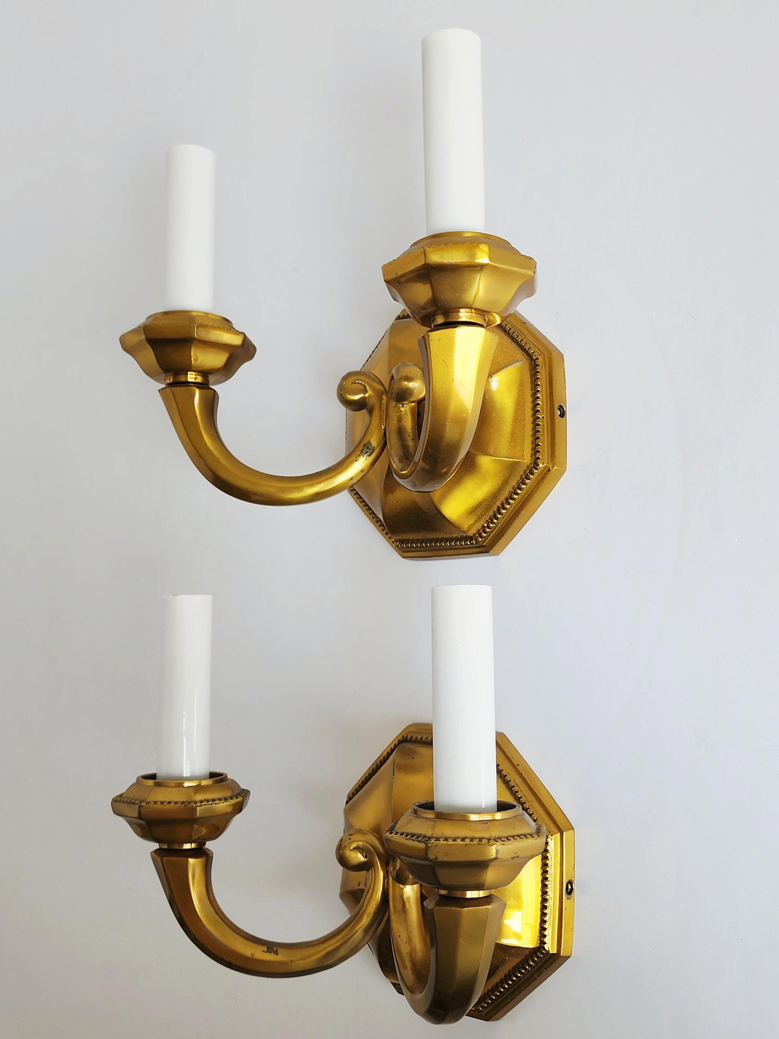 Early 20th Century Georgian Cast Brass Wall Sconces-a Pair - 10
