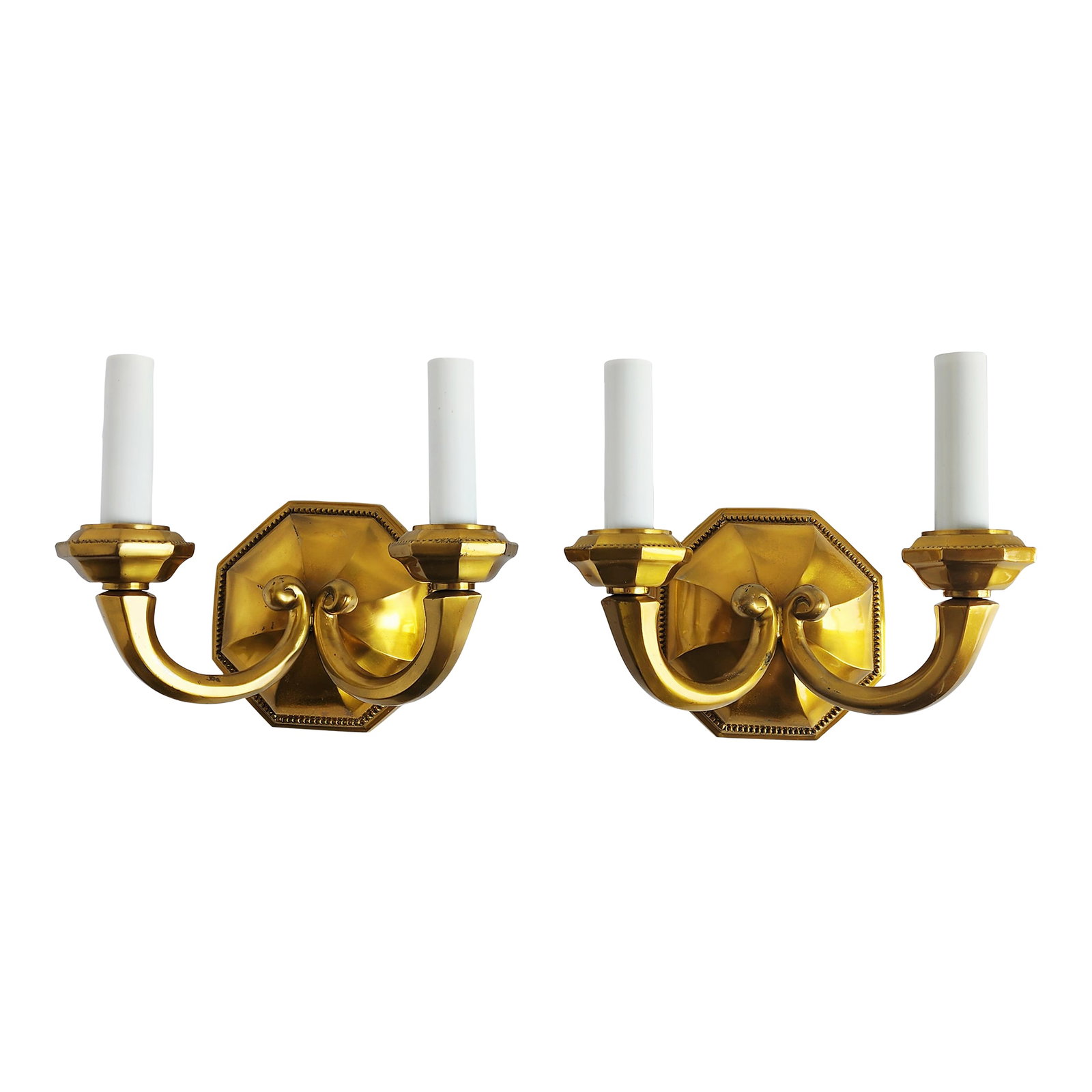 Early 20th Century Georgian Cast Brass Wall Sconces-a Pair (1 of 12)