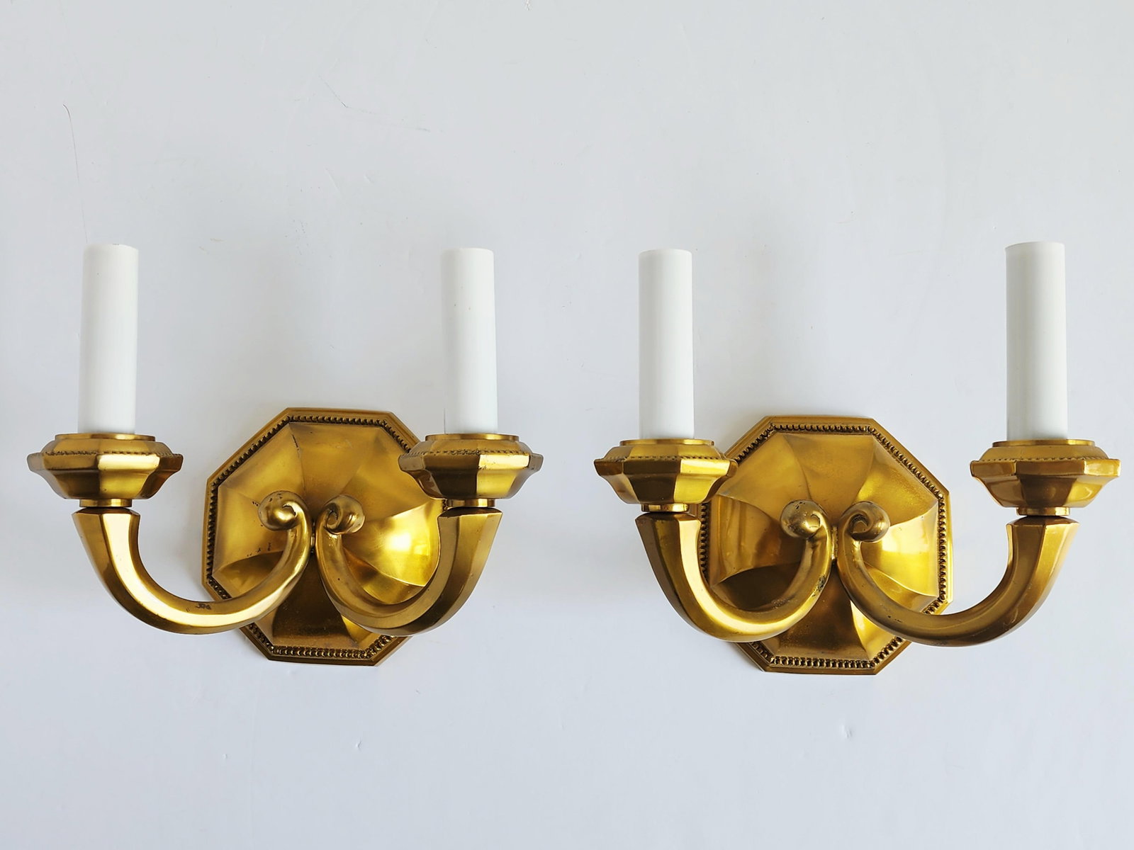 Early 20th Century Georgian Cast Brass Wall Sconces-a Pair - 2