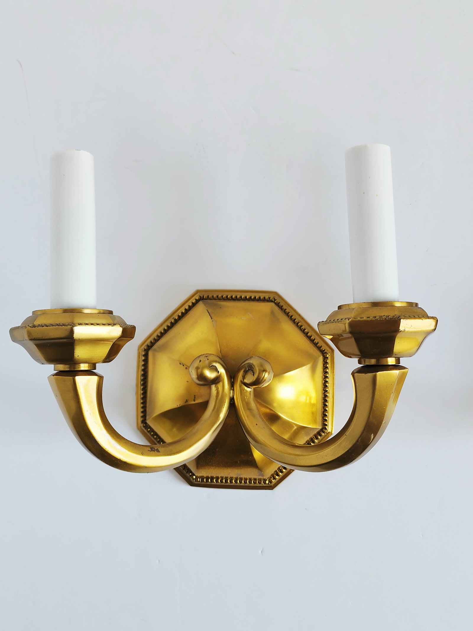 Early 20th Century Georgian Cast Brass Wall Sconces-a Pair - 3