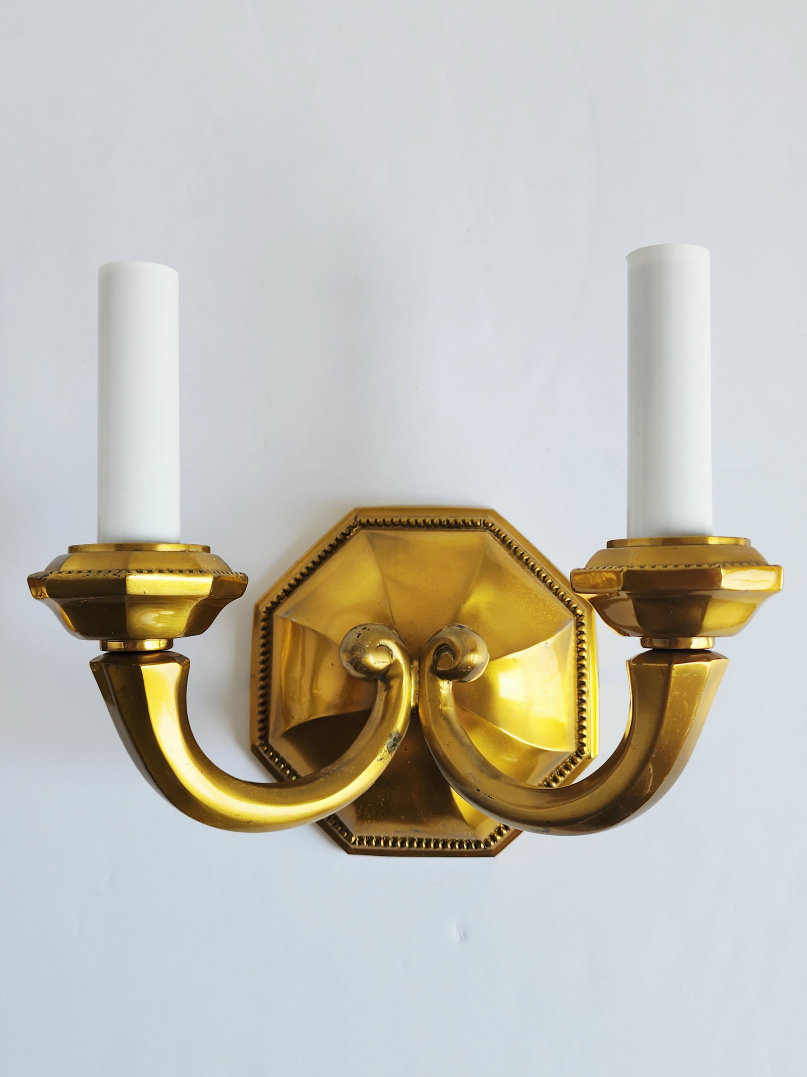 Early 20th Century Georgian Cast Brass Wall Sconces-a Pair - 4