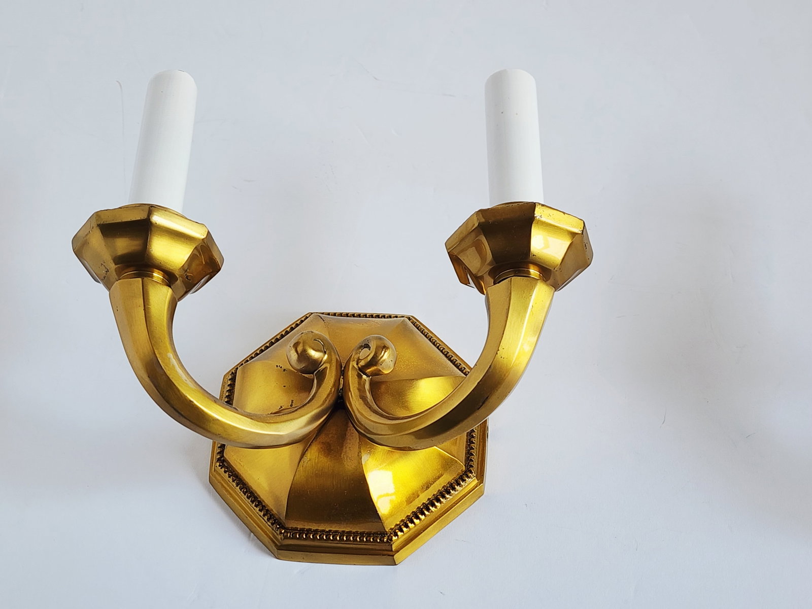 Early 20th Century Georgian Cast Brass Wall Sconces-a Pair - 6