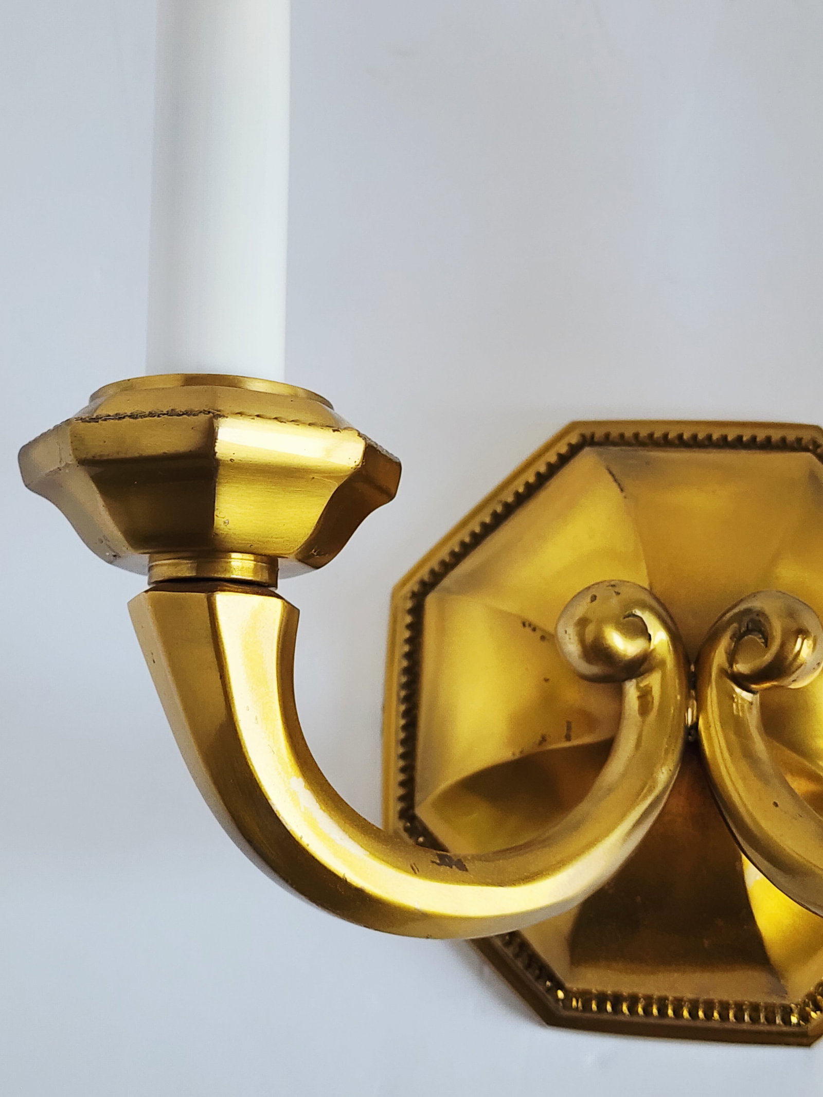 Early 20th Century Georgian Cast Brass Wall Sconces-a Pair - 7