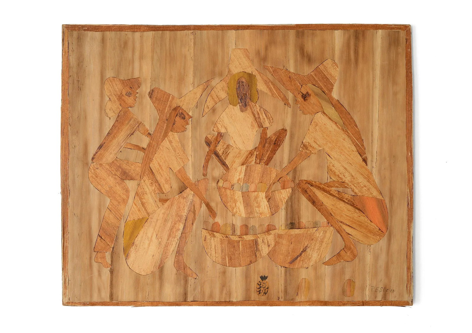 1960s Folk Art Plant Fiber Wall Hanging - 12