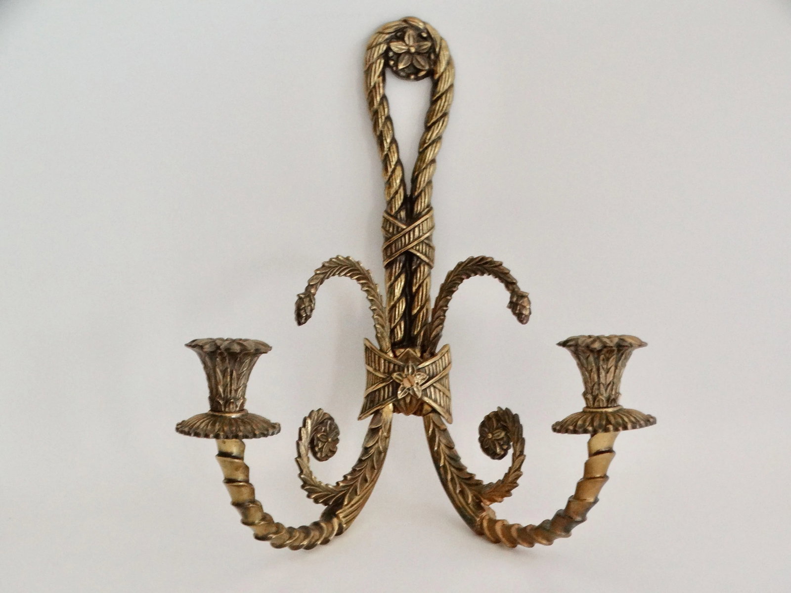 Mid Century French Solid Brass Sconces, a Pair - 2