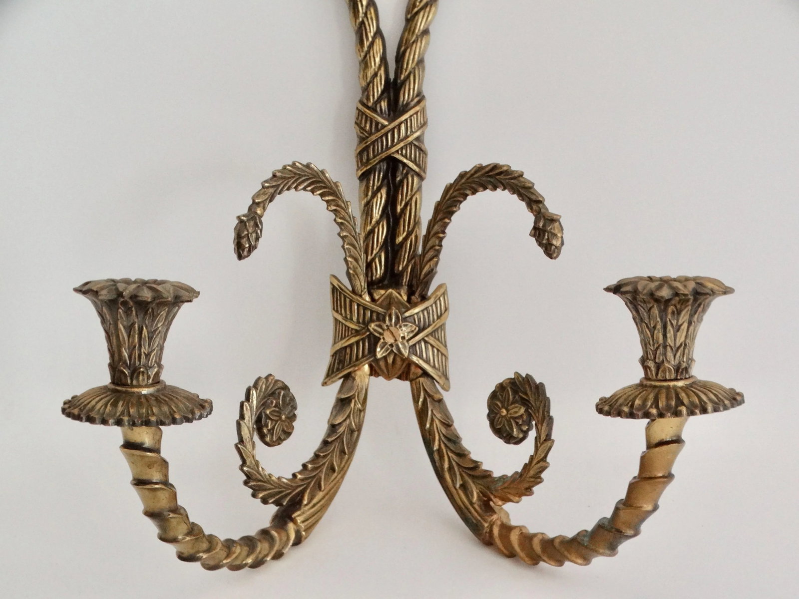 Mid Century French Solid Brass Sconces, a Pair - 3